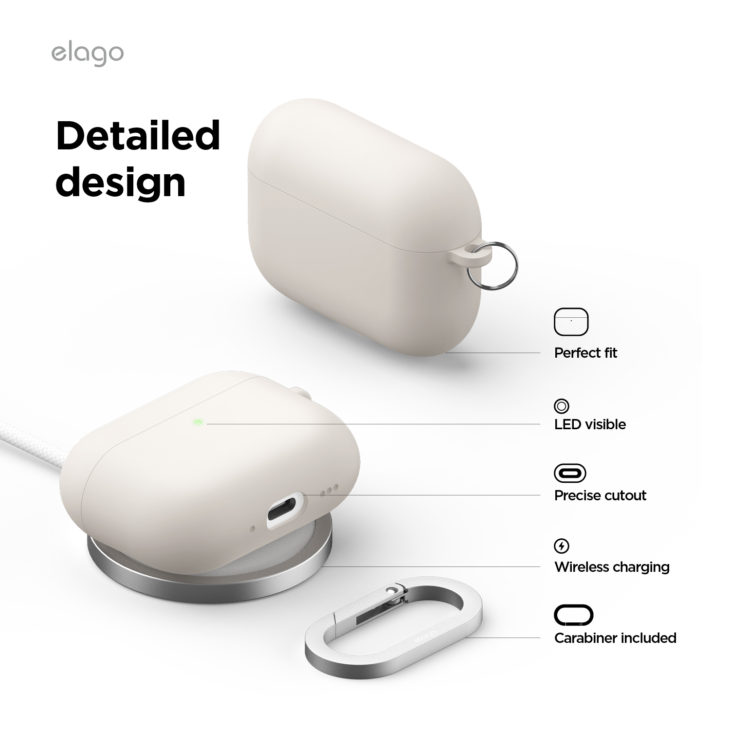 ELAGO Liquid Hybrid AirPods Pro 3 szilikon tok - kavicsszürke