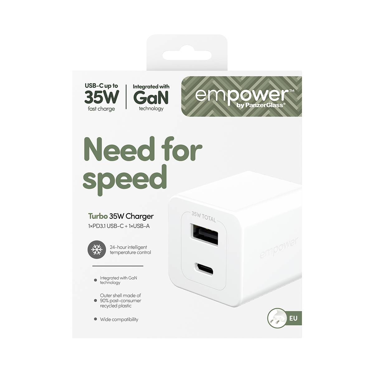 empower by PanzerGlass 35W USB-C + USB-A töltő adapter