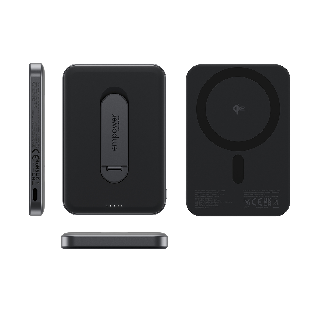 empower by PanzerGlass 5000mAh Powerbank kitámasztóval - asztrofekete