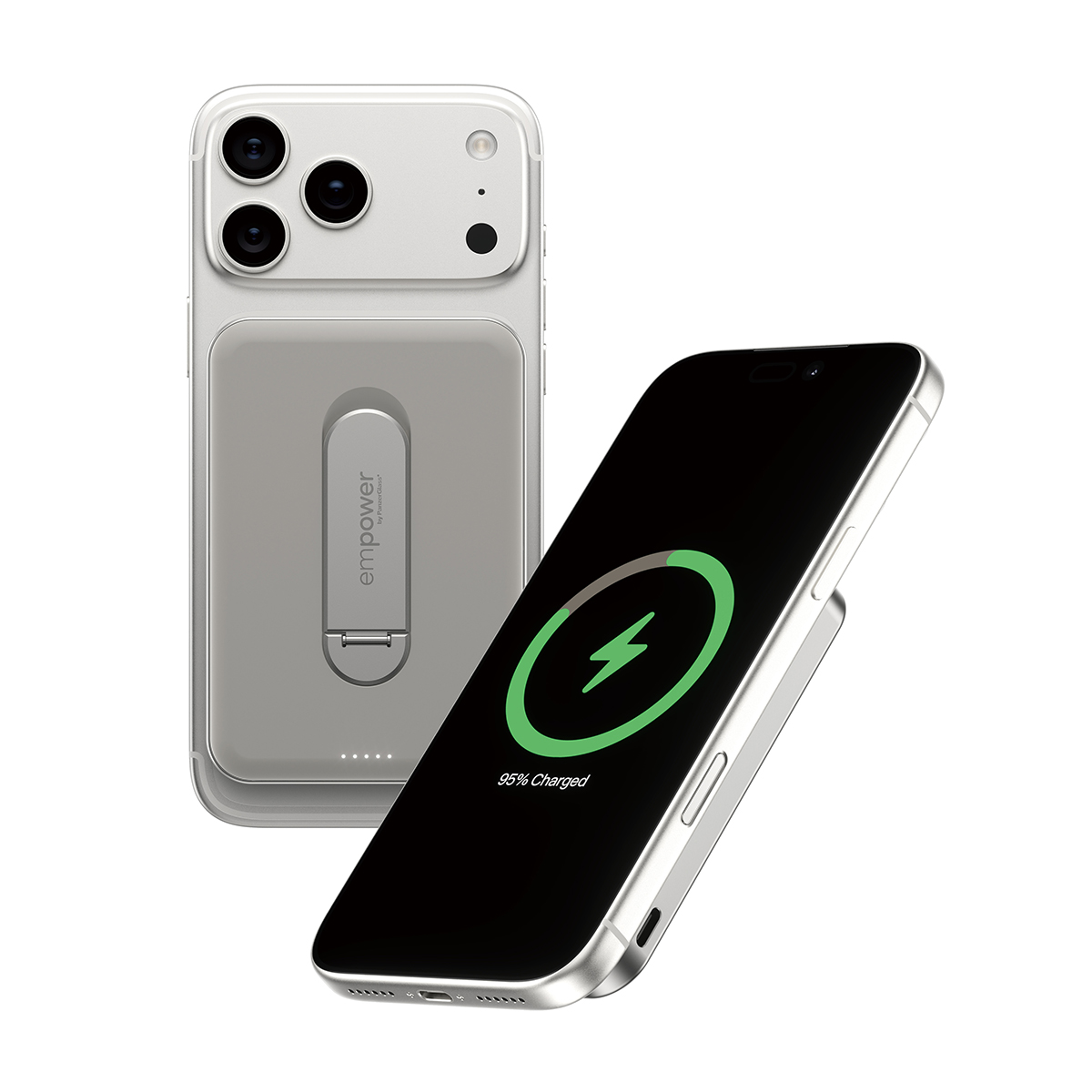 empower by PanzerGlass 5000mAh Powerbank kitámasztóval - titánium