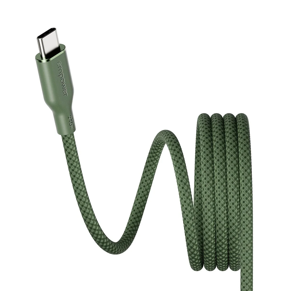 empower by PanzerGlass mágneses 240W USB-C 1.5m-es töltőkábel - zsályazöld