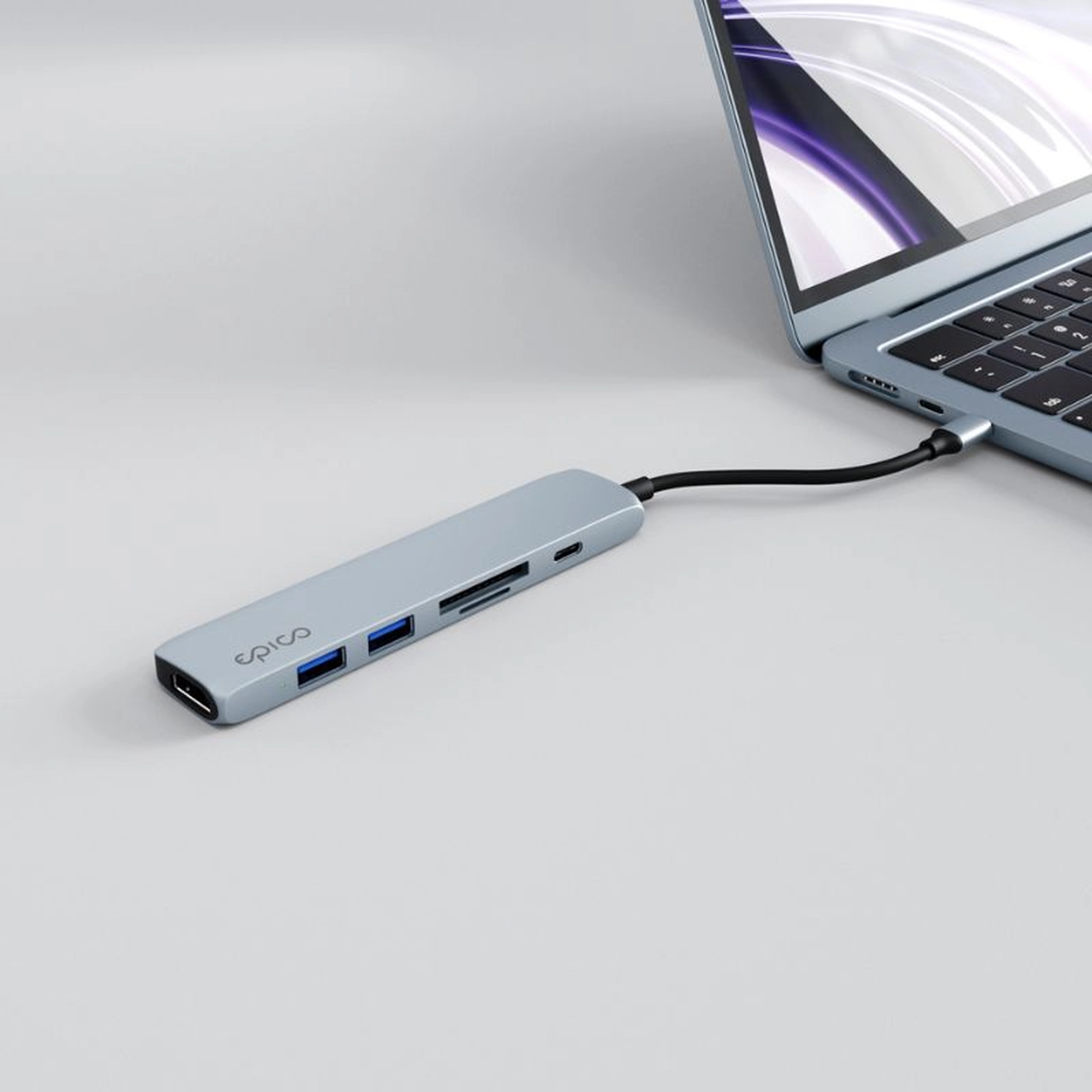 epico 6in1 Aluminium Hub 8K with USB-C connector - sky blue