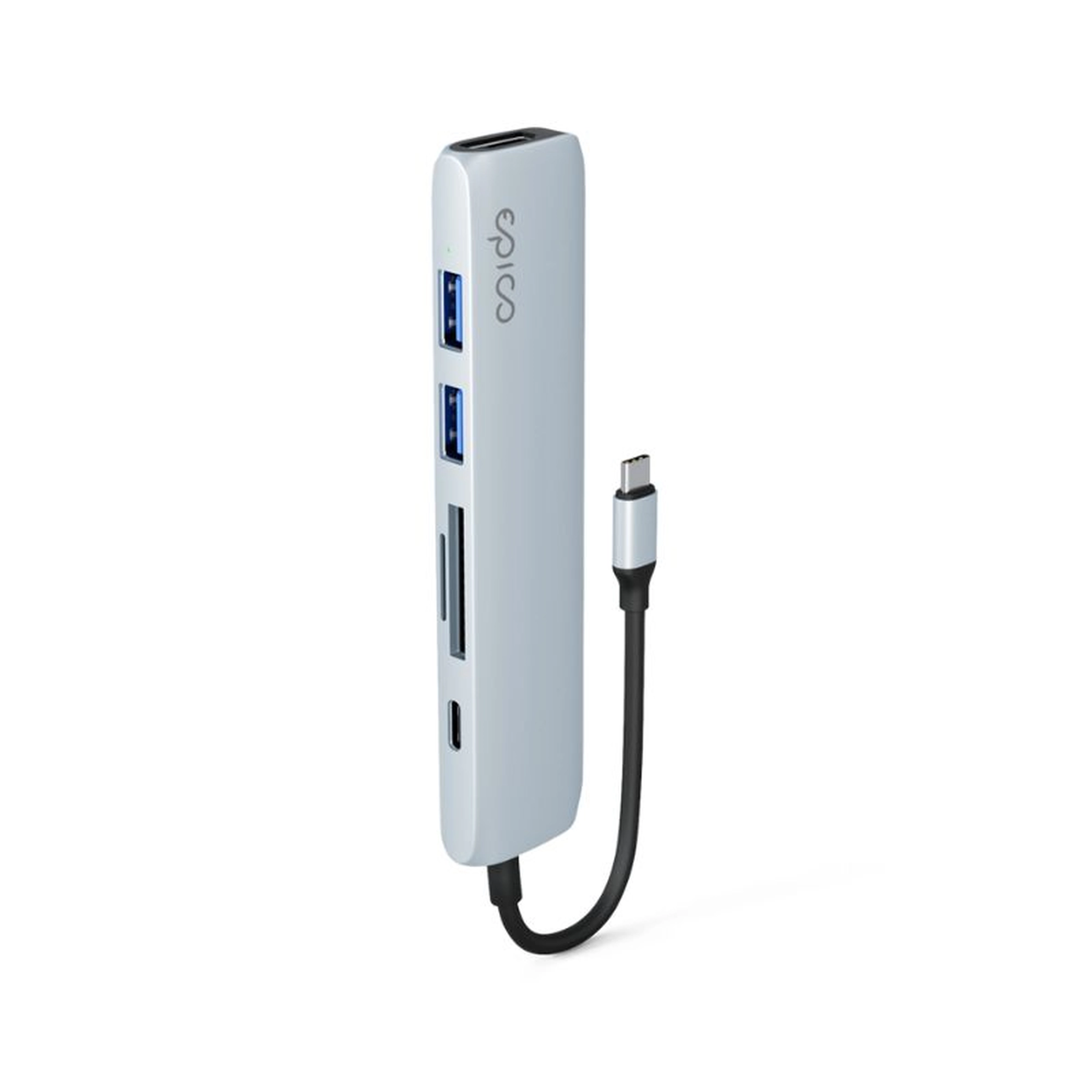 epico 6in1 Aluminium Hub 8K with USB-C connector - sky blue