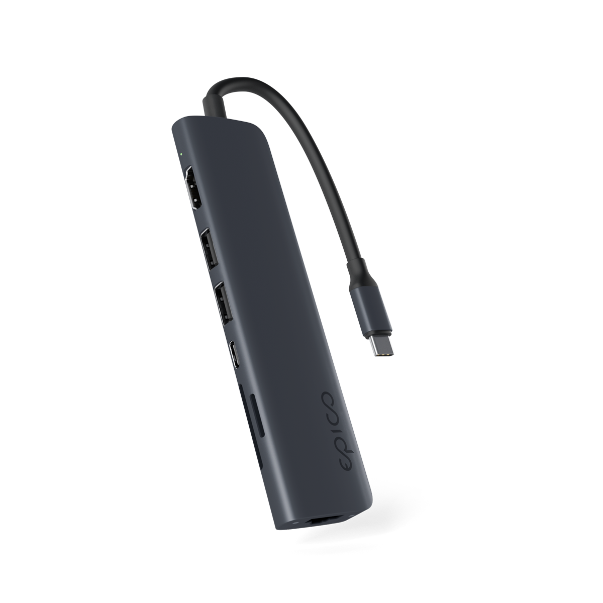epico 7in1 USB-C hub 8K HDMI porttal - éjfekete