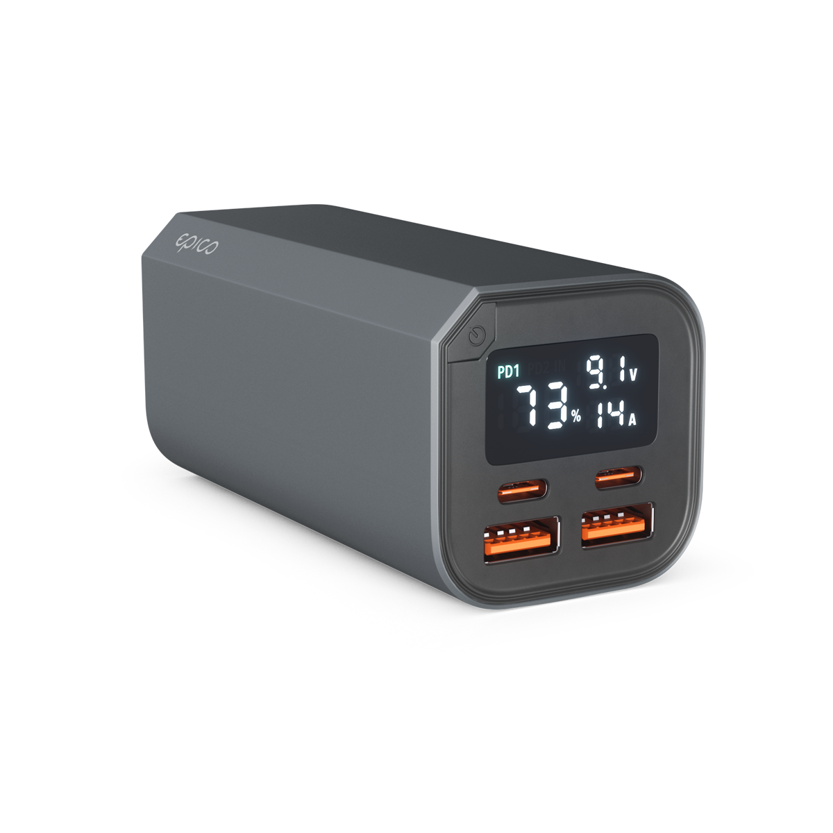 epico aluminium 20 000mAh PD 100W powerbank - sötétszürke