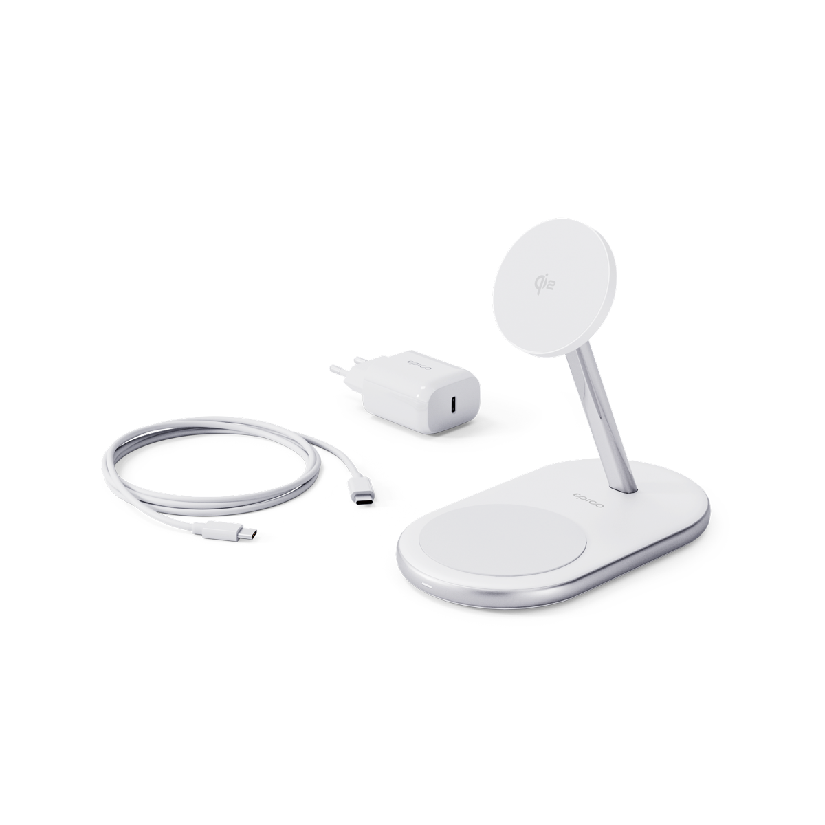 epico Ultrabase EX40 Qi2 2in1 MagSafe vezeték nélküli töltő fali adapterrel és USB-C kábellel - fehér