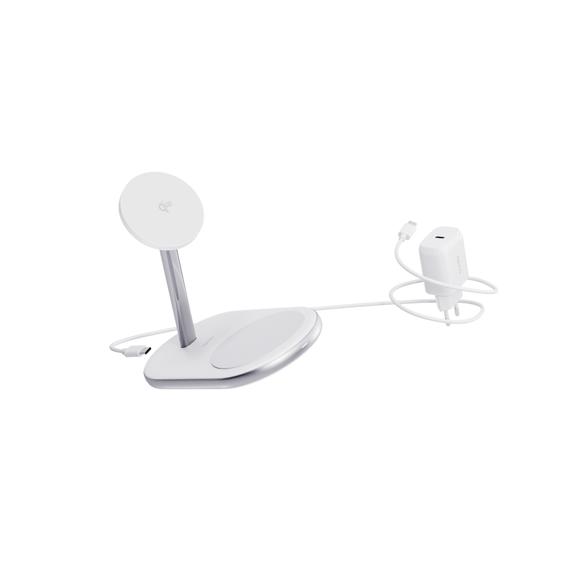 epico Ultrabase EX40 Qi2 2in1 MagSafe vezeték nélküli töltő fali adapterrel és USB-C kábellel - fehér