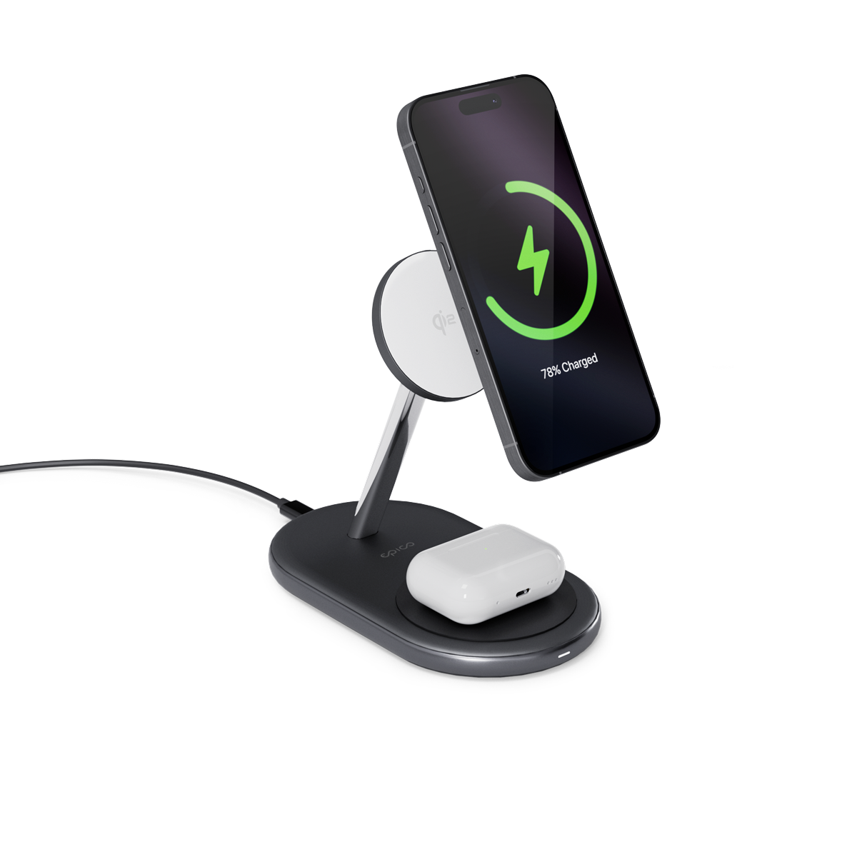 epico Ultrabase EX40 Qi2 2in1 MagSafe vezeték nélküli töltő fali adapterrel és USB-C kábellel - fekete