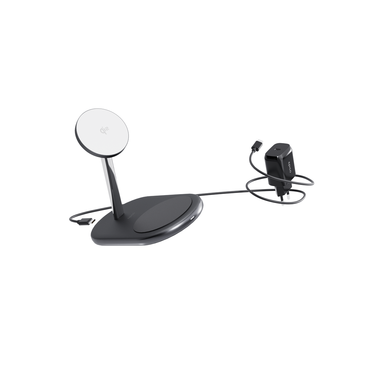 epico Ultrabase EX40 Qi2 2in1 MagSafe vezeték nélküli töltő fali adapterrel és USB-C kábellel - fekete