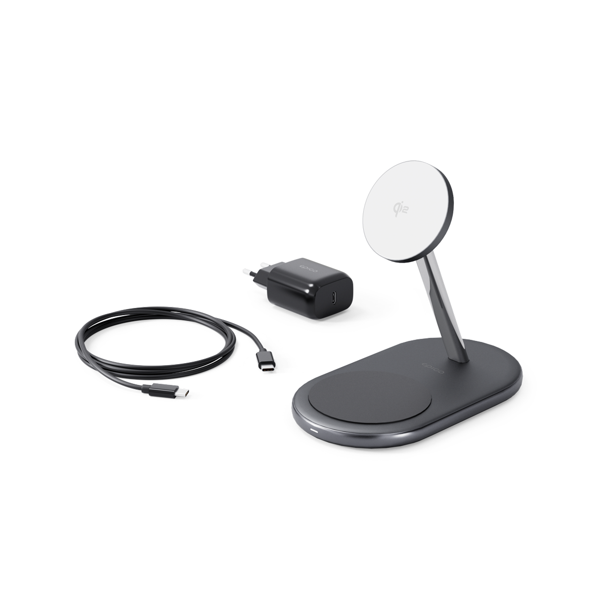 epico Ultrabase EX40 Qi2 2in1 MagSafe vezeték nélküli töltő fali adapterrel és USB-C kábellel - fekete