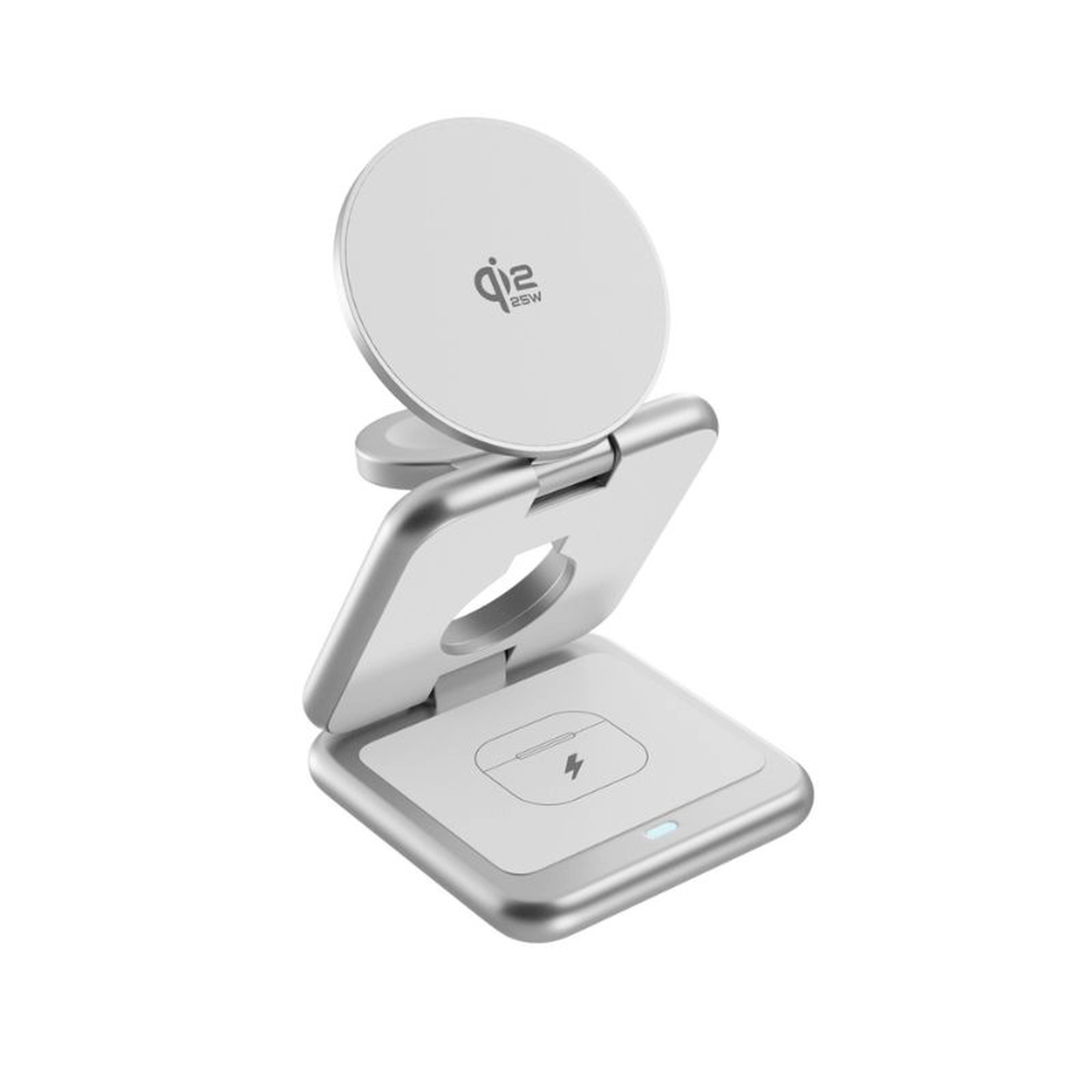 epico UltraBase Qi2 25W 3in1 összecsukható MagSafe töltőállvány - ezüst
