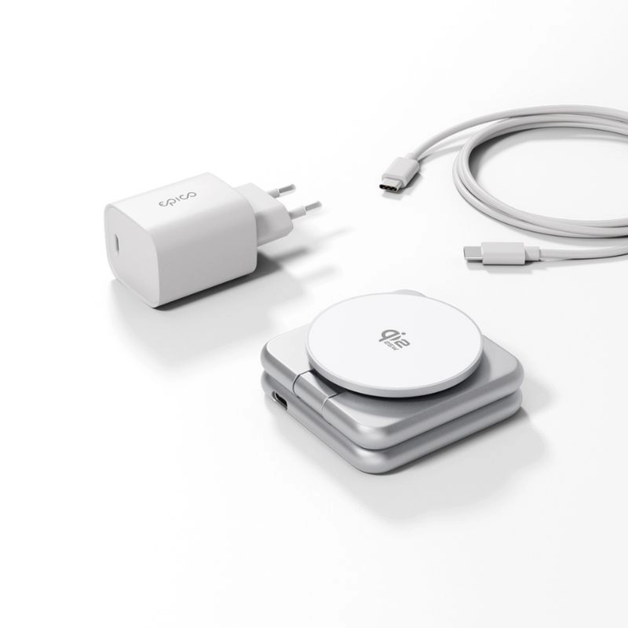 epico UltraBase Qi2 25W 3in1 összecsukható MagSafe töltőállvány - ezüst