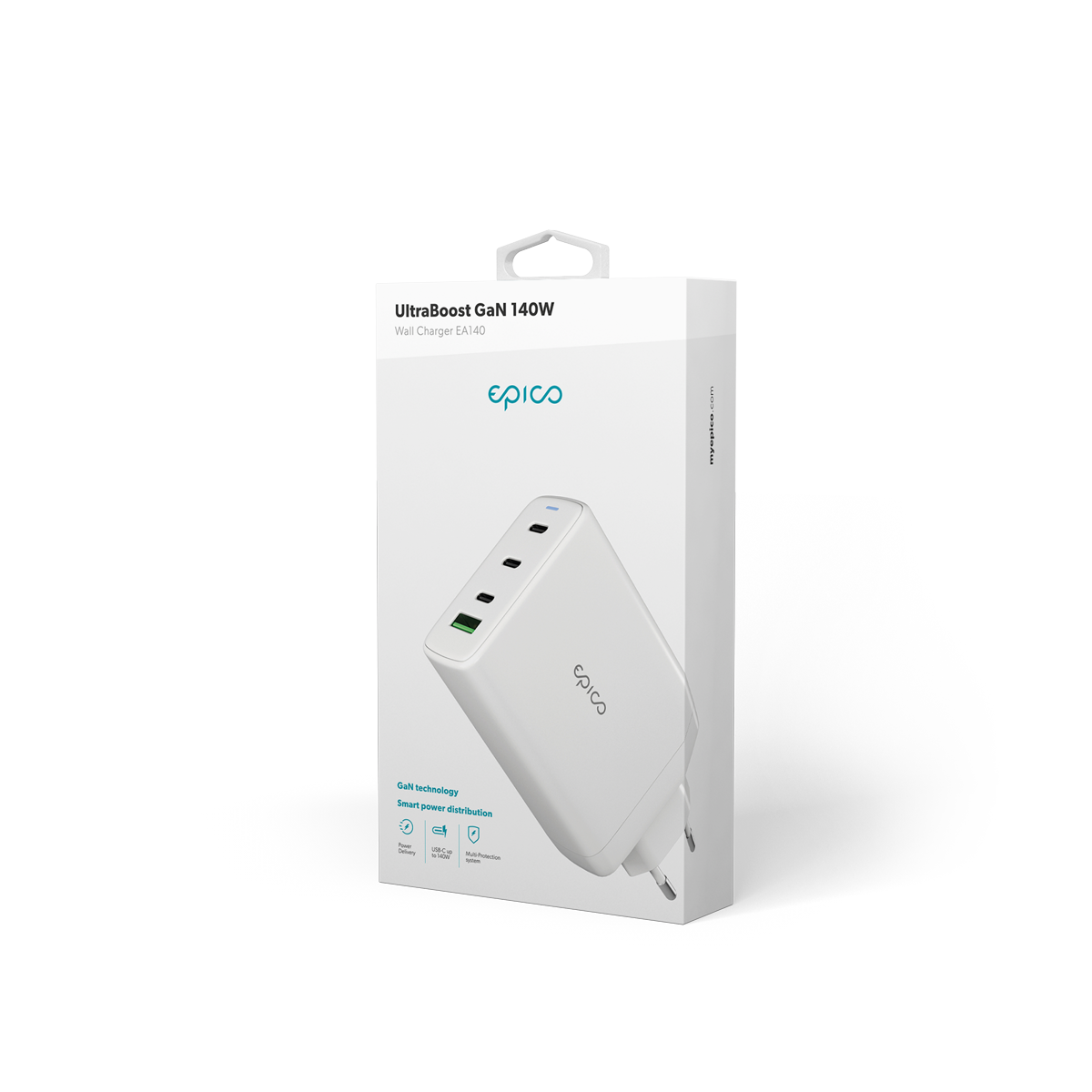 epico Ultraboost 140W GaN töltőadapter 3 USB-C és 1 USB-A porttal