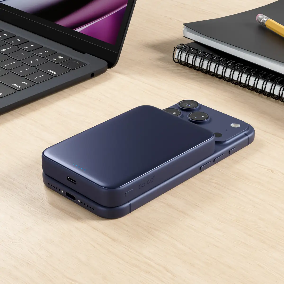 epico UltraPack Qi2 25W alumínium MagSafe powerbank 10000 mAh - mélykék