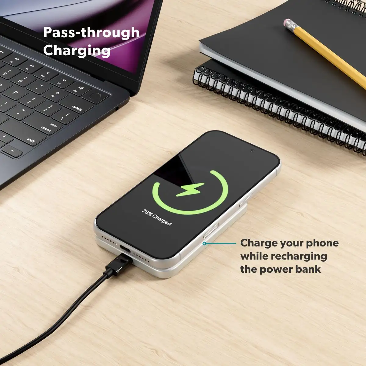 epico UltraPack Qi2 Slim alumínium MagSafe powerbank 5000 mAh - ezüst