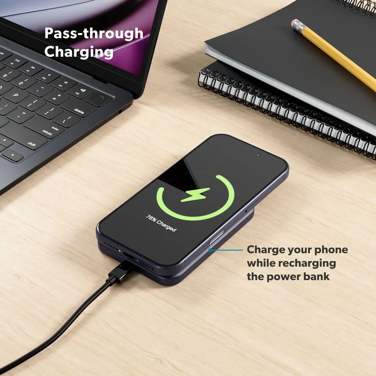 epico UltraPack Qi2 Slim alumínium MagSafe powerbank 5000 mAh - mélykék