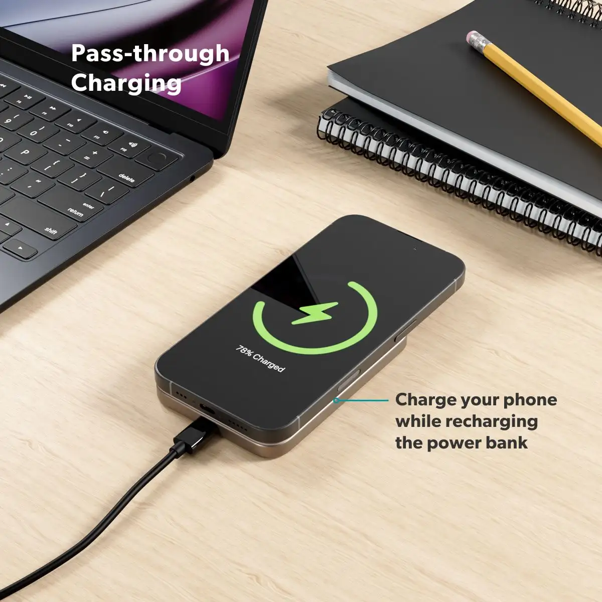 epico UltraPack Qi2 Slim alumínium MagSafe powerbank 5000 mAh - sivatagi titán