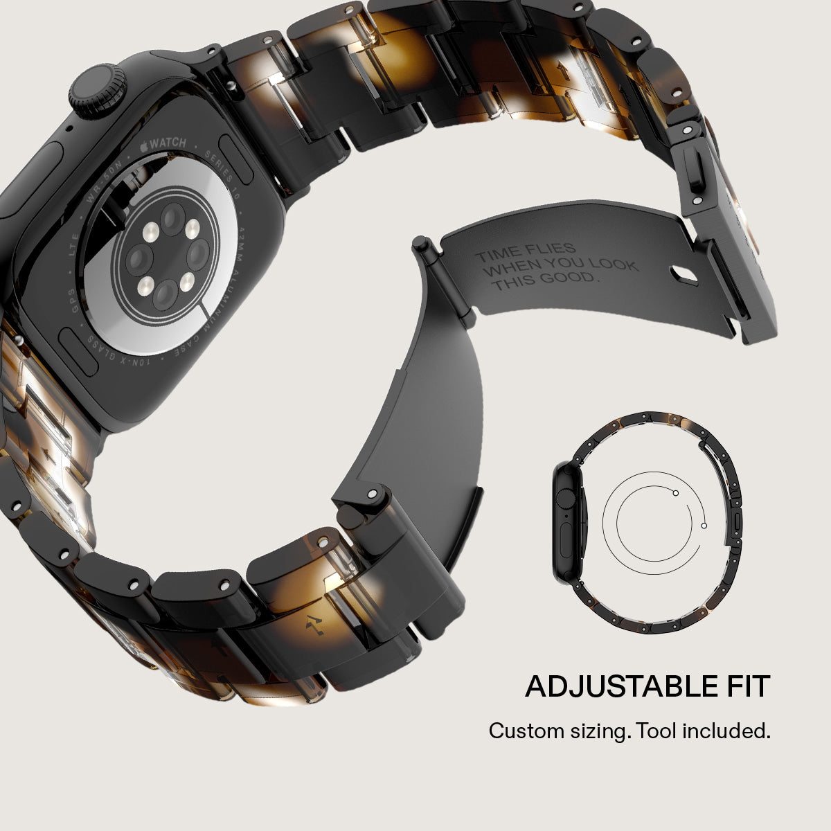 BURGA Apple Watch 38/40/41mm acetát szíj - aranyszín (fekete szerkezet)