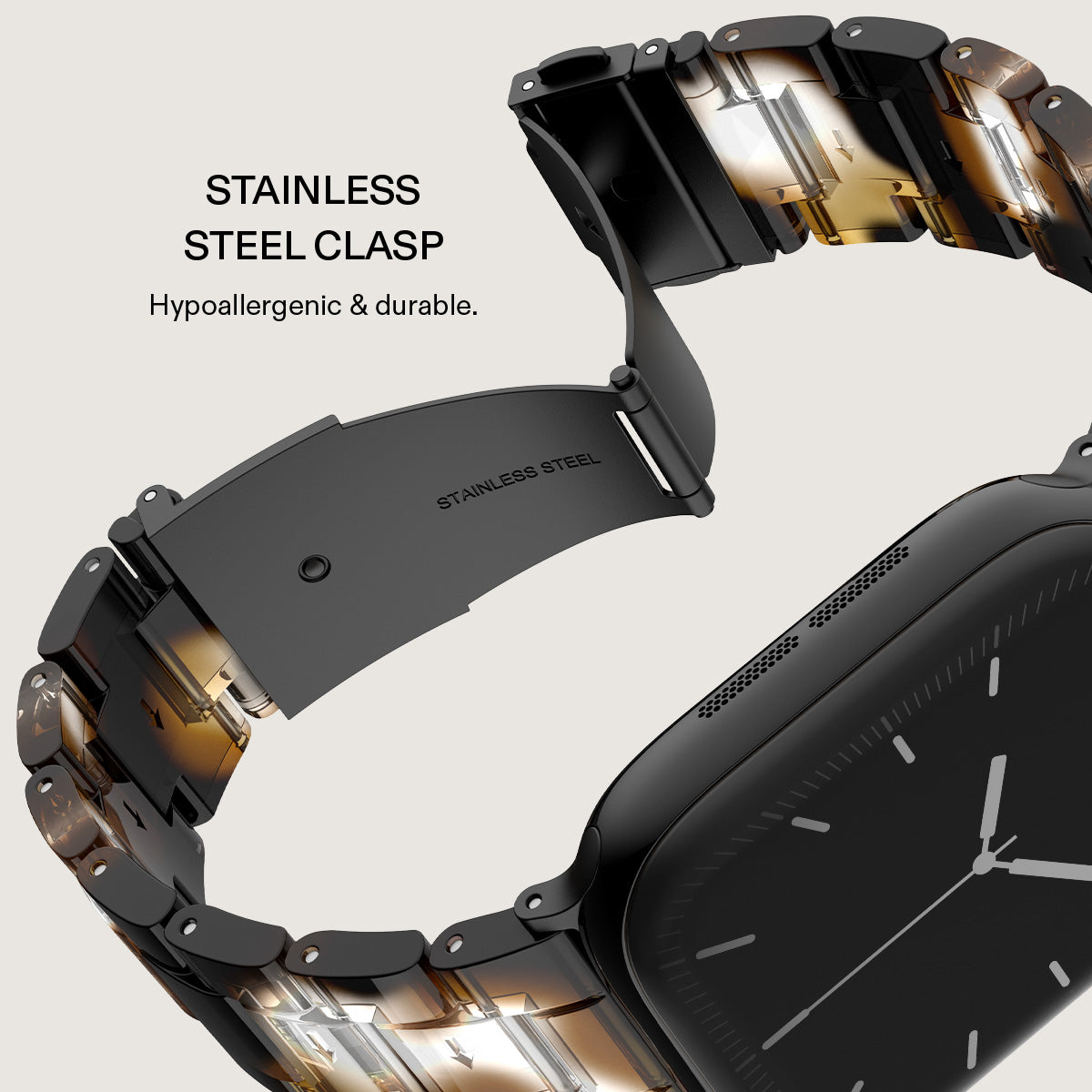 BURGA Apple Watch 38/40/41mm acetát szíj - aranyszín (fekete szerkezet)