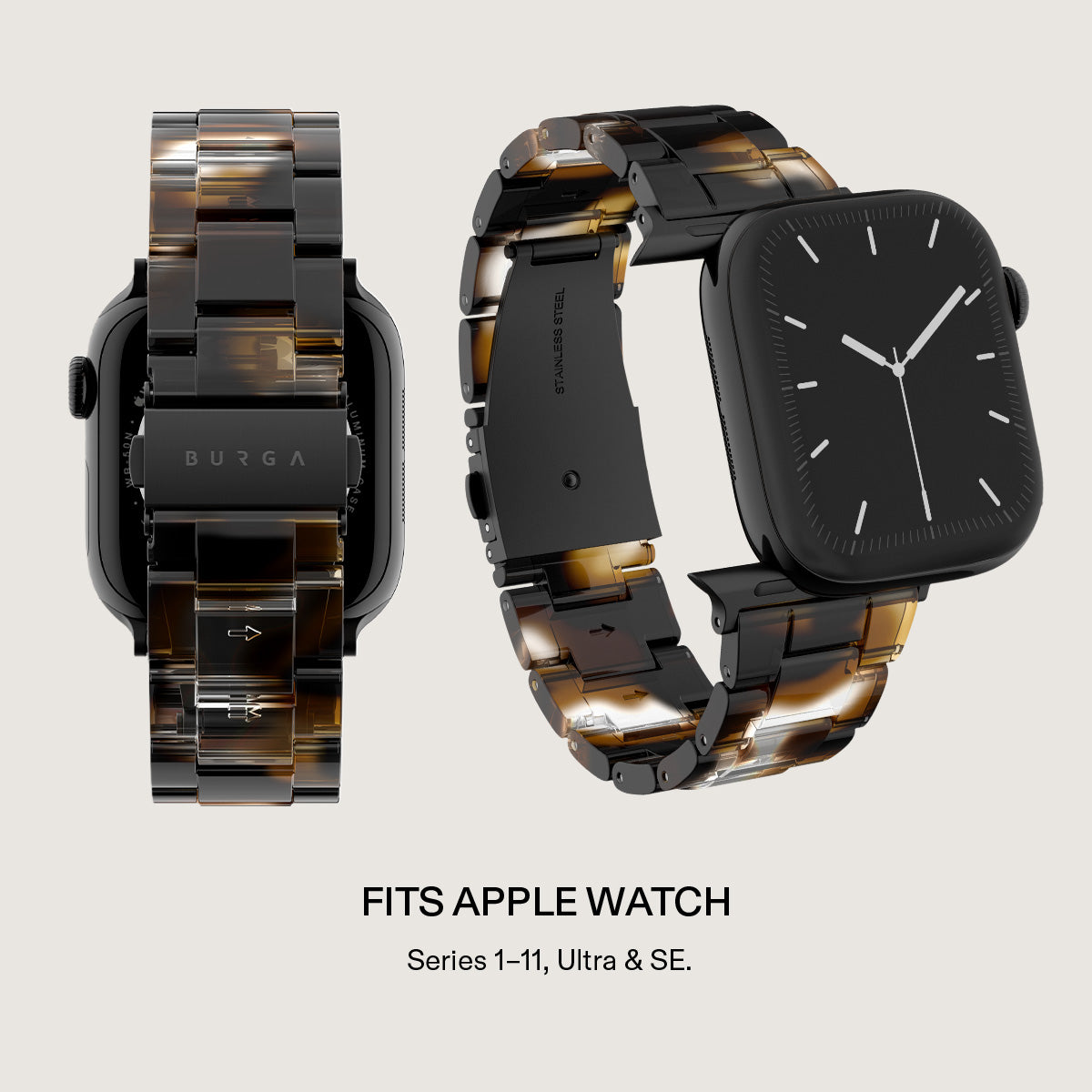 BURGA Apple Watch 38/40/41mm acetát szíj - aranyszín (fekete szerkezet)