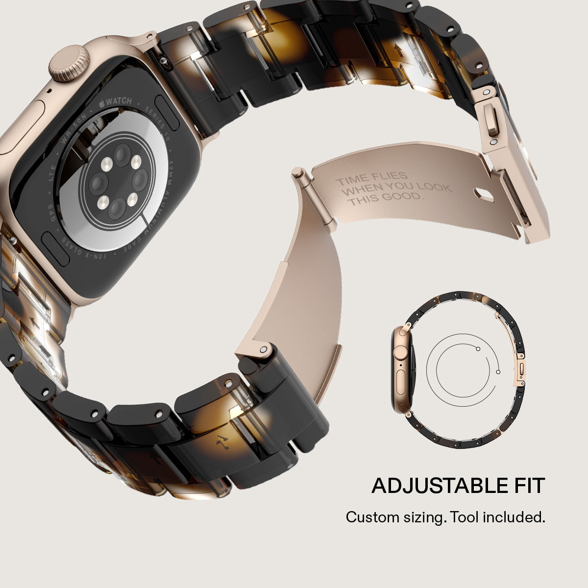 BURGA Apple Watch 38/40/41mm acetát szíj - aranyszín (rózsaarany szerkezet)