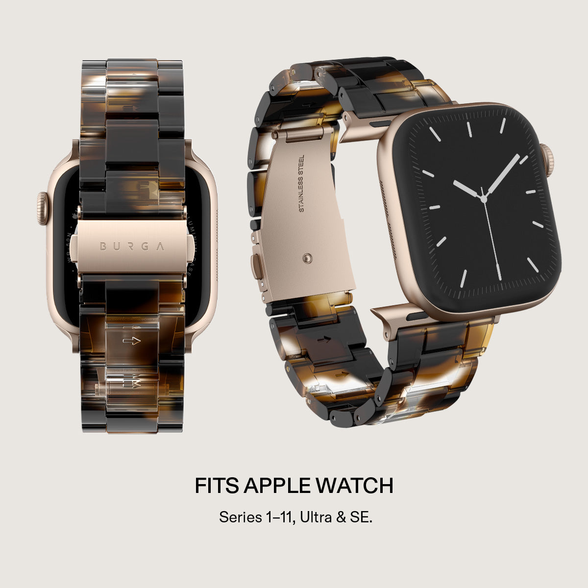 BURGA Apple Watch 38/40/41mm acetát szíj - aranyszín (rózsaarany szerkezet)