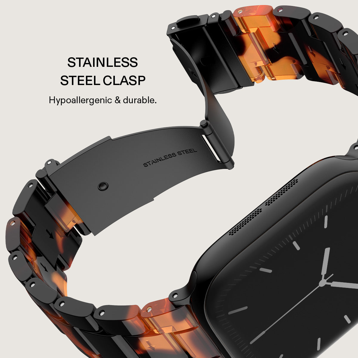 BURGA Apple Watch 38/40/41mm acetát szíj - mézszín teknőcmintás (fekete szerkezet)