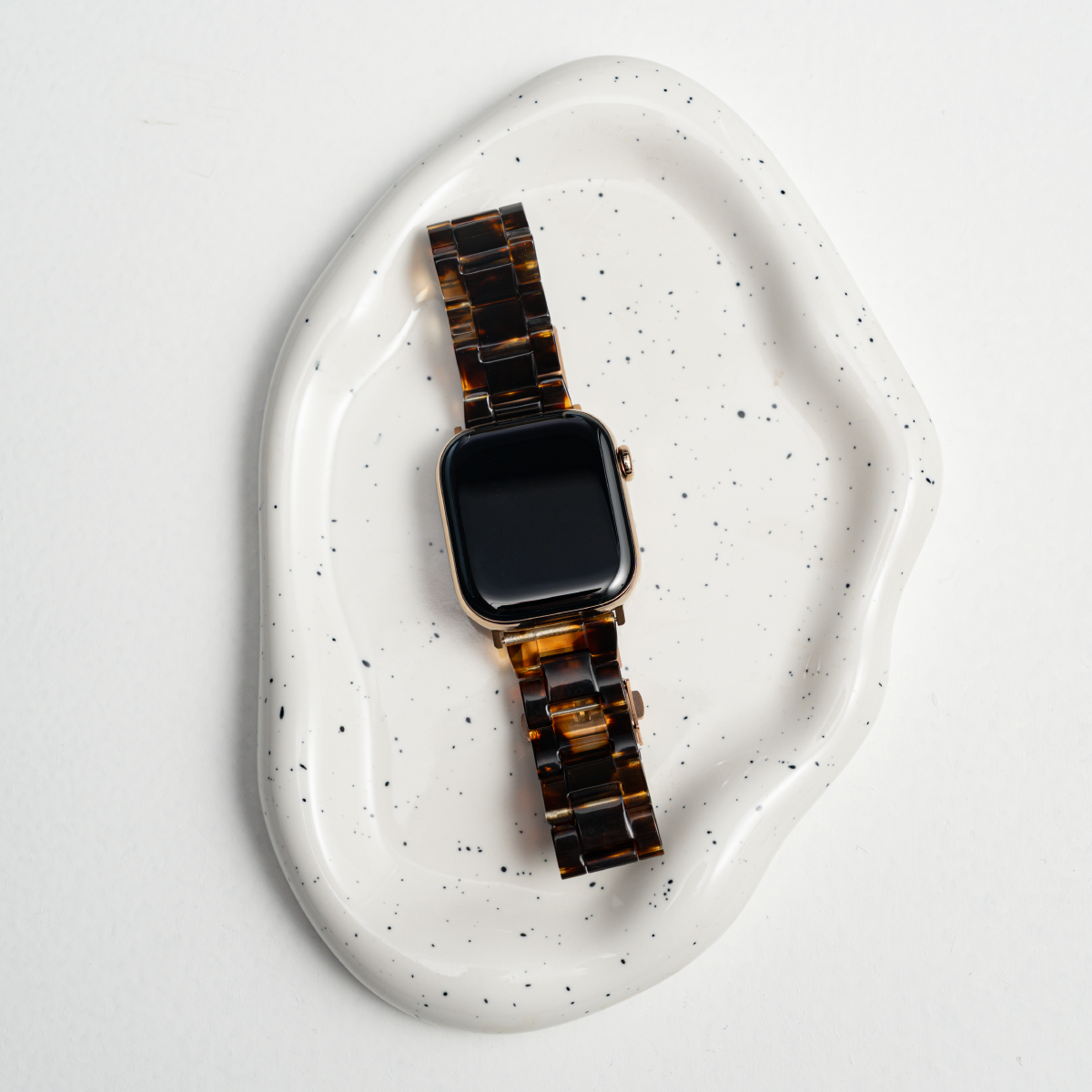 BURGA Apple Watch 44/45/46/49mm acetát szíj - mézszín teknőcmintás (rózsaarany szerkezet)