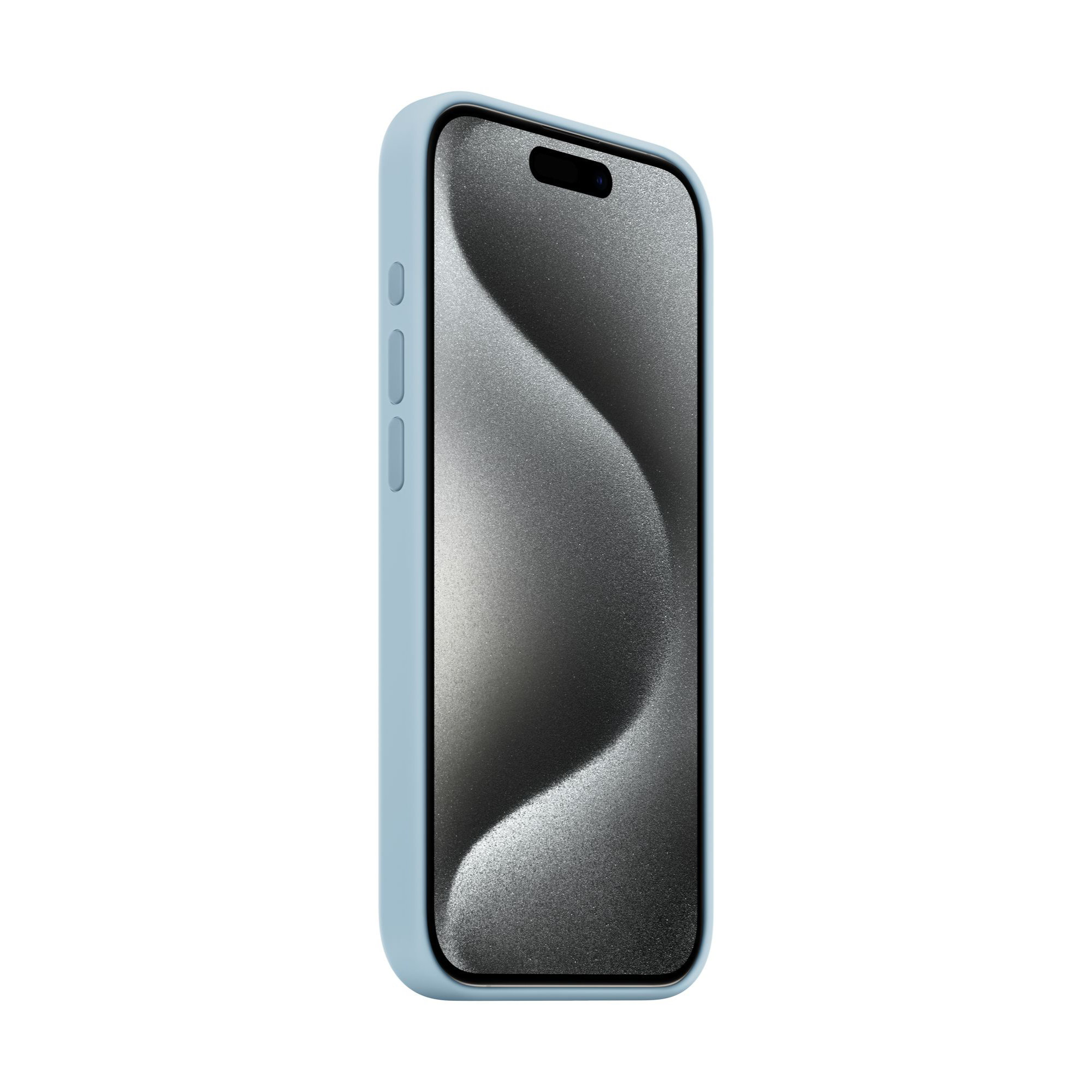 MagSafe-rögzítésű iPhone 15 Pro-szilikontok  - világoskék (szezonális)