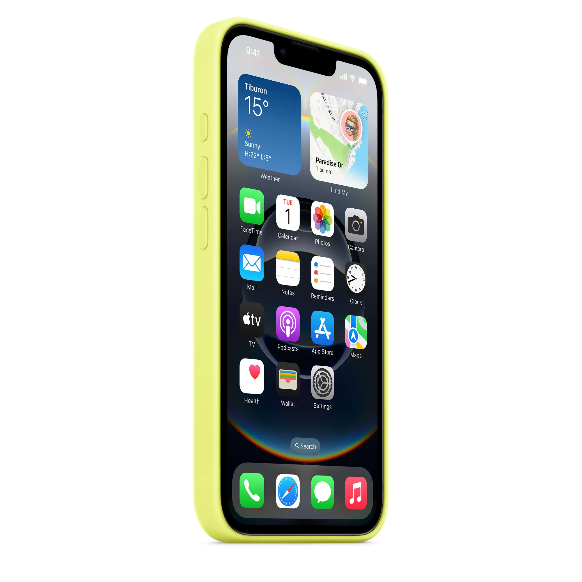 iPhone 16e-szilikontok – neonsárga