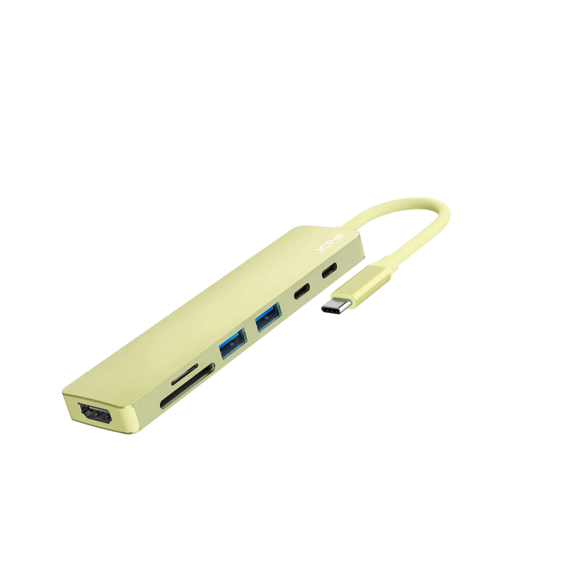 JCPal Linx USB-C 7in1 Hub (2xUSB3.0, USB C3.1, HDMI/60Hz, SD/TF3.0, PD100W) - citrus