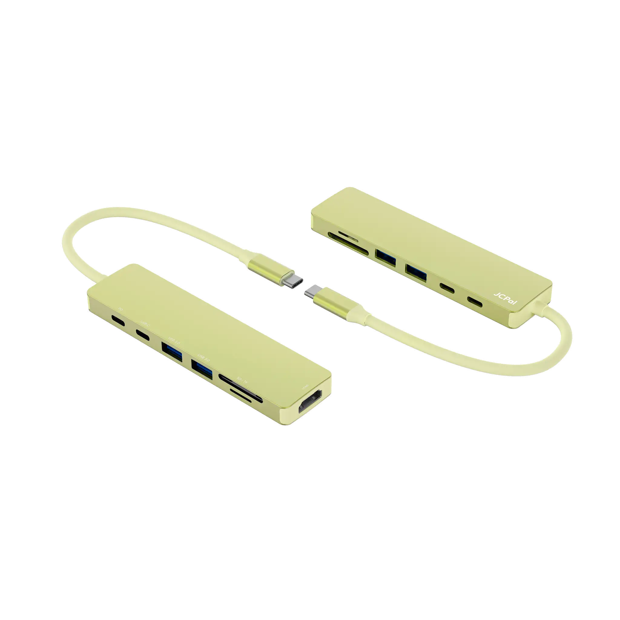 JCPal Linx USB-C 7in1 Hub (2xUSB3.0, USB C3.1, HDMI/60Hz, SD/TF3.0, PD100W) - citrus