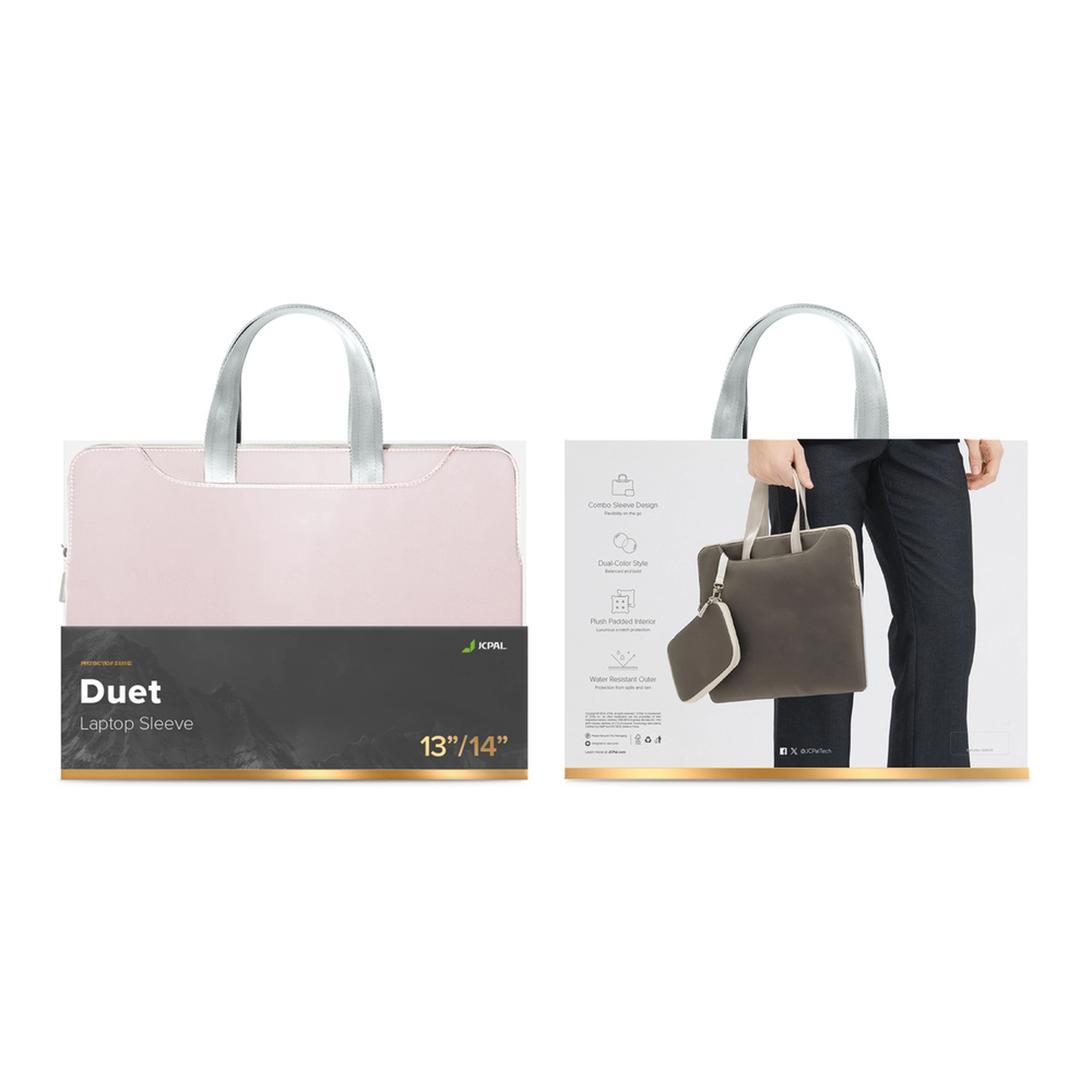 JCPAL Duet 13/14-inch MacBook Air / MacBook Pro táska - csokoládé és világos rózsaszín