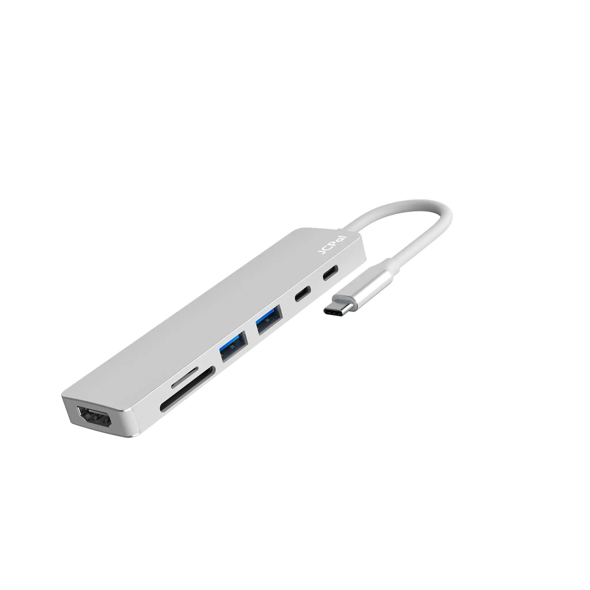 JCPal Linx USB-C 7in1 Hub (2xUSB3.0, USB C3.1, HDMI/60Hz, SD/TF3.0, PD100W) -ezüst