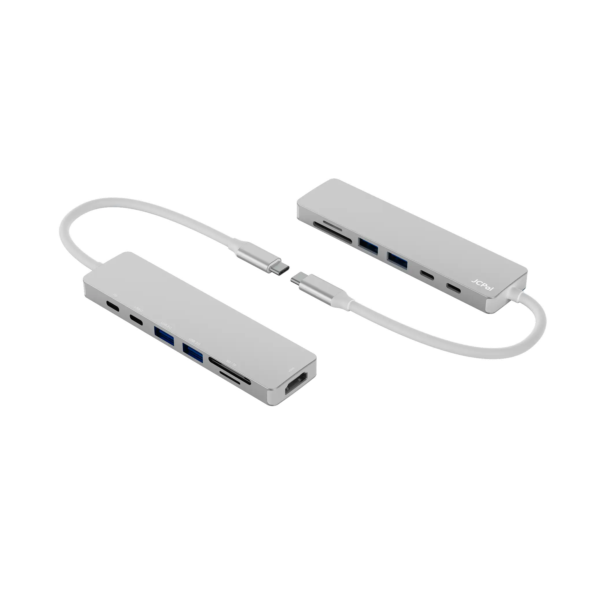 JCPal Linx USB-C 7in1 Hub (2xUSB3.0, USB C3.1, HDMI/60Hz, SD/TF3.0, PD100W) -ezüst