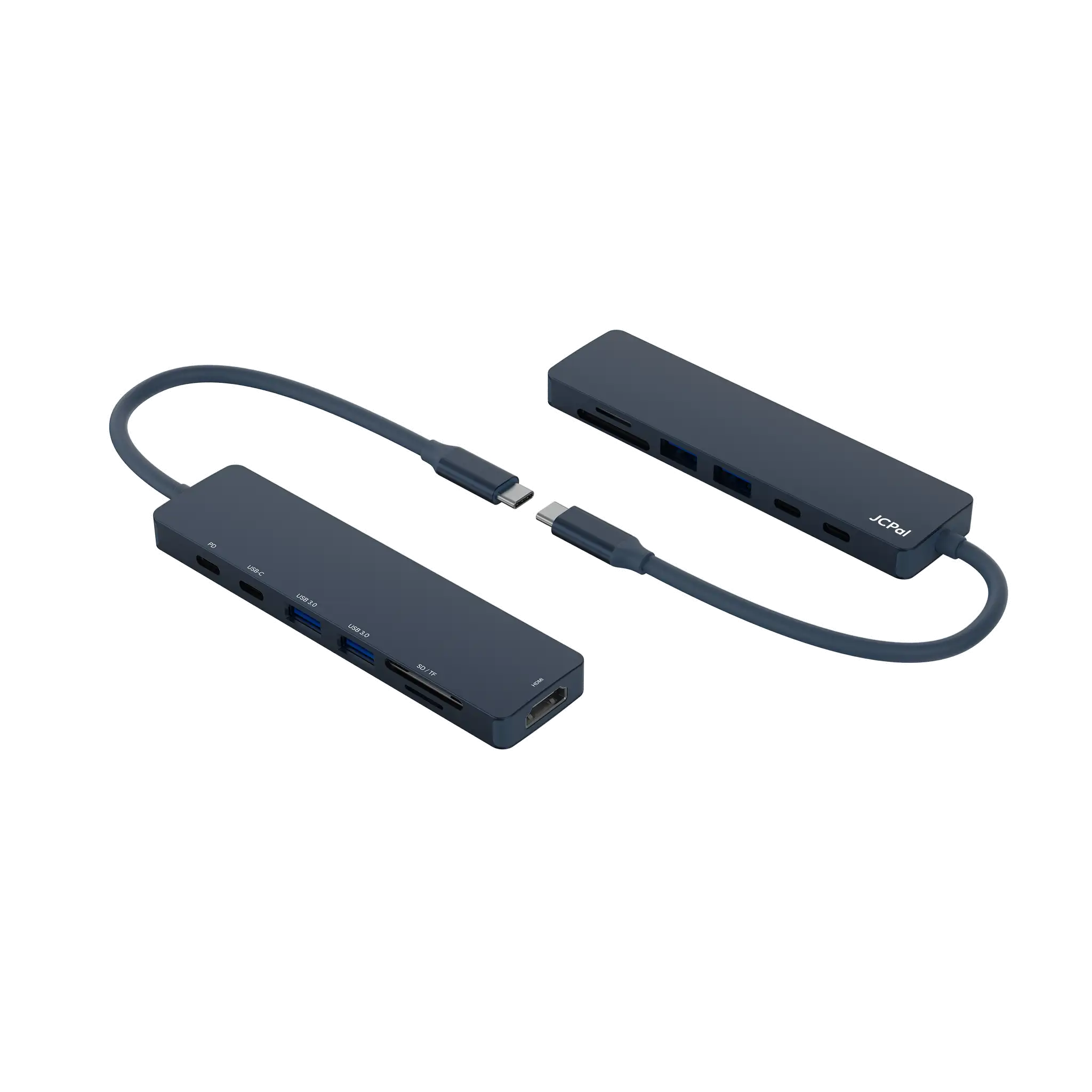 JCPal Linx USB-C 7in1 Hub (2xUSB3.0, USB C3.1, HDMI/60Hz, SD/TF3.0, PD100W) - indigo