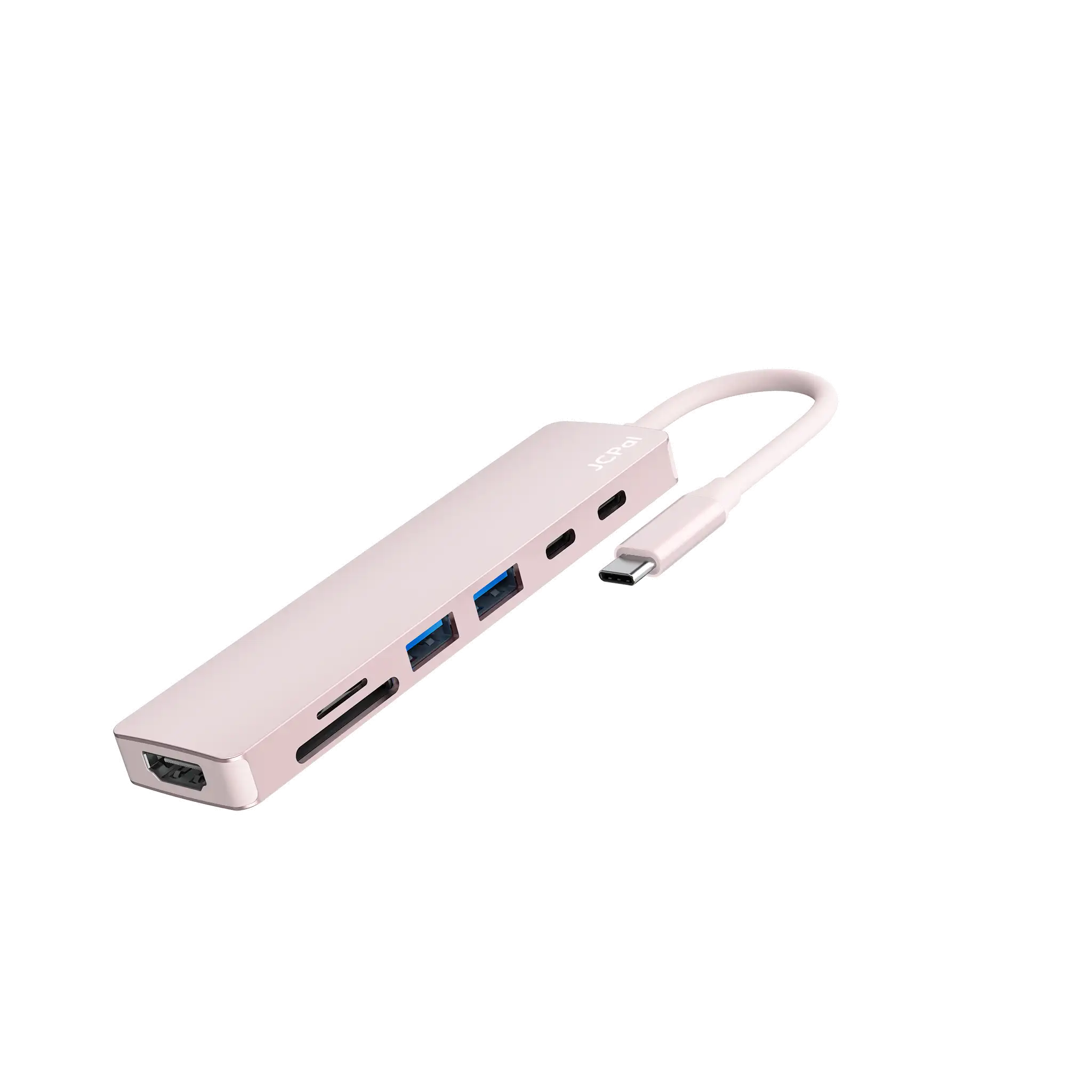 JCPal Linx USB-C 7in1 Hub (2xUSB3.0, USB C3.1, HDMI/60Hz, SD/TF3.0, PD100W) - rózsaszín