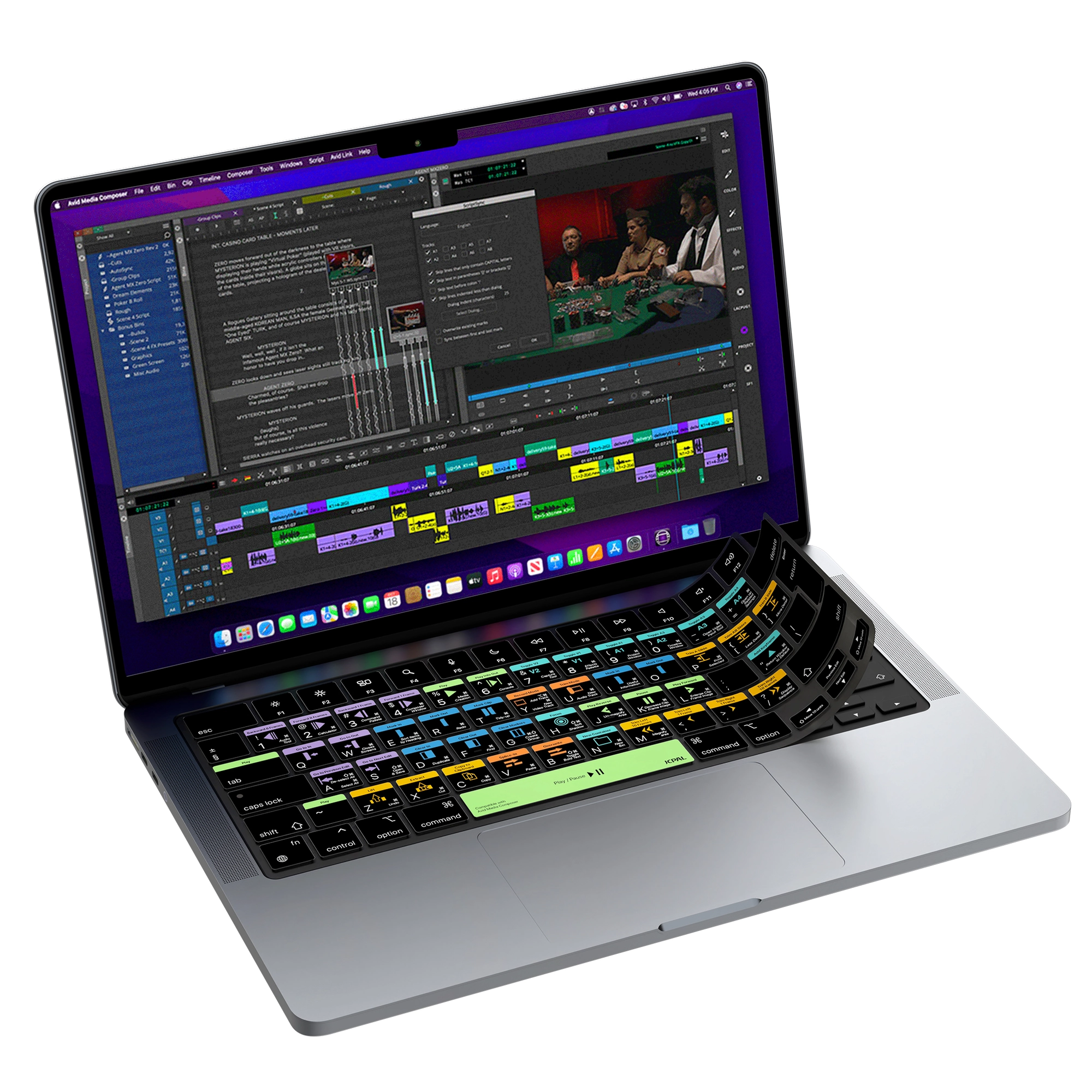JCPal Verskin Avid Media Composer gyorsbillentyűs billentyűzetvédő - MacBook Air 13/15, Pro 14/16 (2021-2026) - nemzetközi angol kiosztás