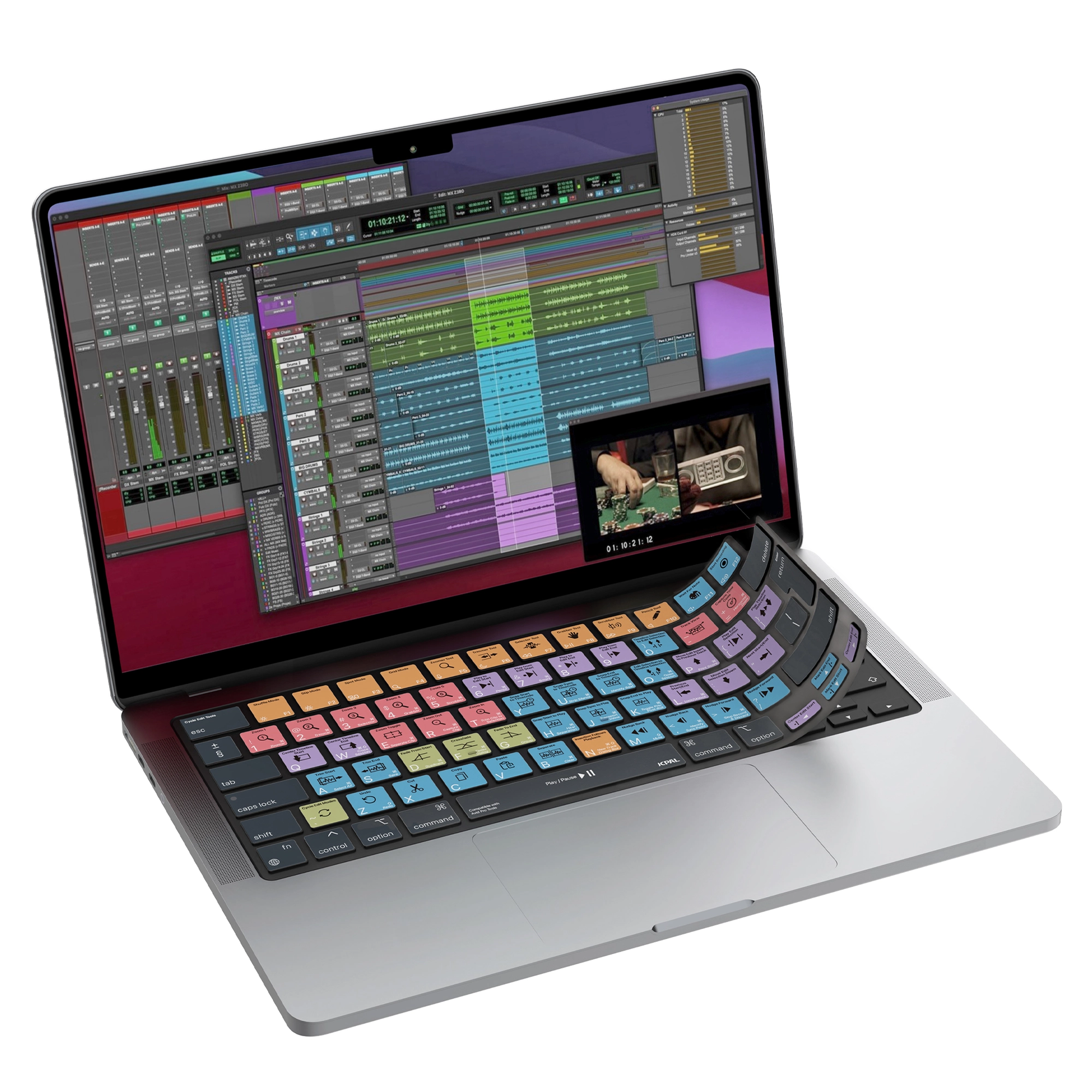 JCPal Verskin Avid Pro Tools gyorsbillentyűs billentyűzetvédő - MacBook Air 13/15, Pro 14/16 (2021-2026) - nemzetközi angol kiosztás