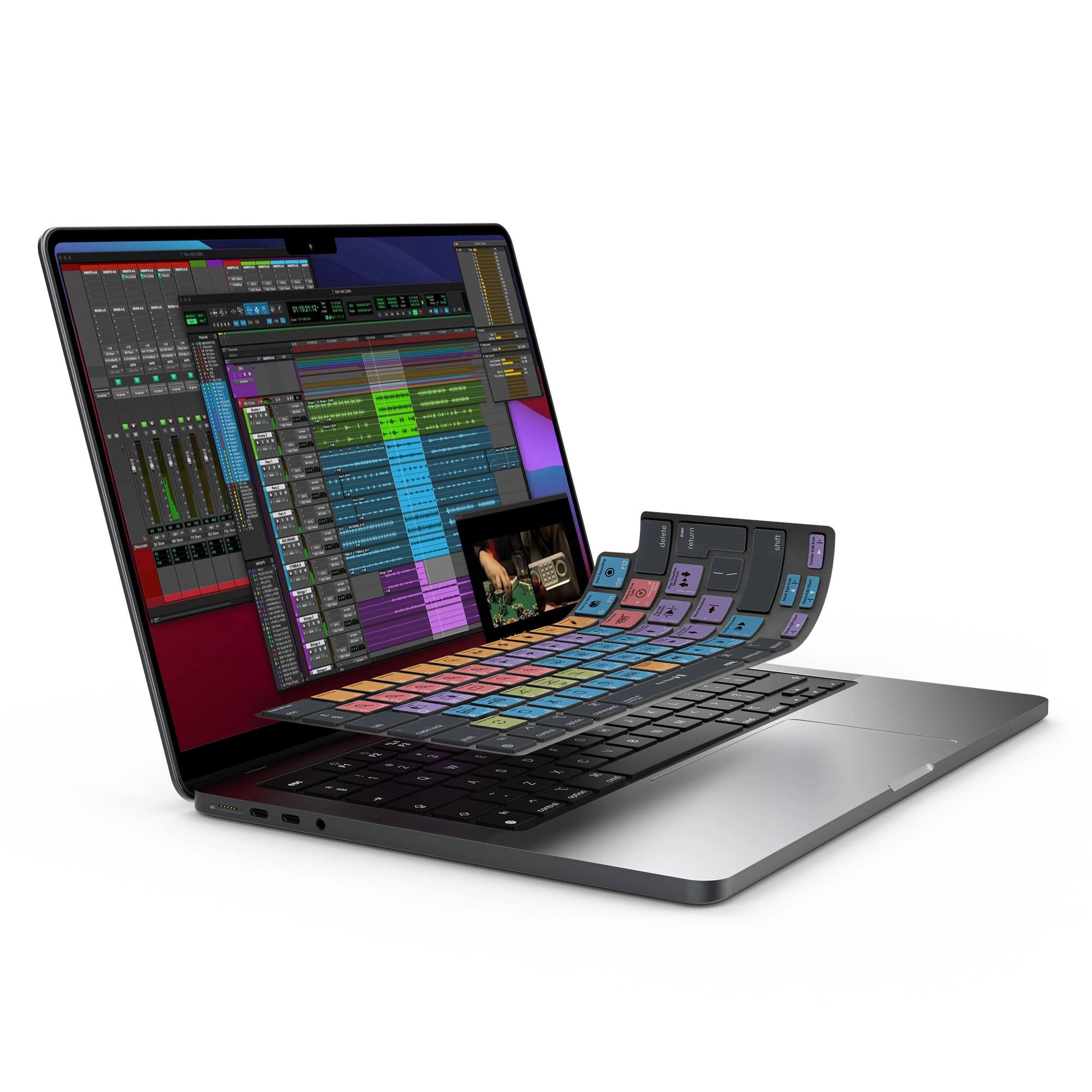 JCPal Verskin Avid Pro Tools gyorsbillentyűs billentyűzetvédő - MacBook Air 13/15, Pro 14/16 (2021-2026) - nemzetközi angol kiosztás