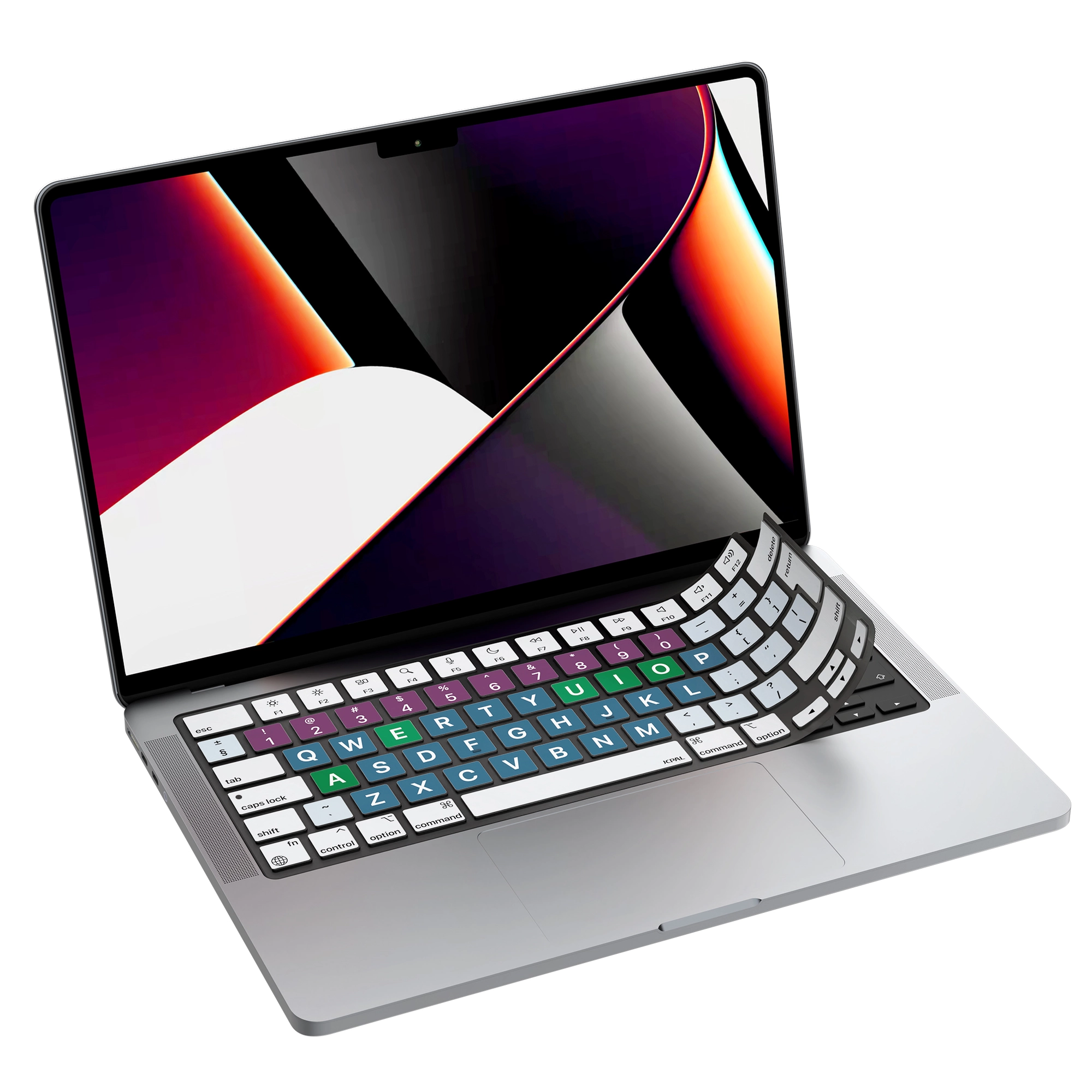 JCPal Verskin Inclusive nagybetűs billentyűzetvédő - MacBook Air 13/15, Pro 14/16 (2021-2026) - nemzetközi angol kiosztás