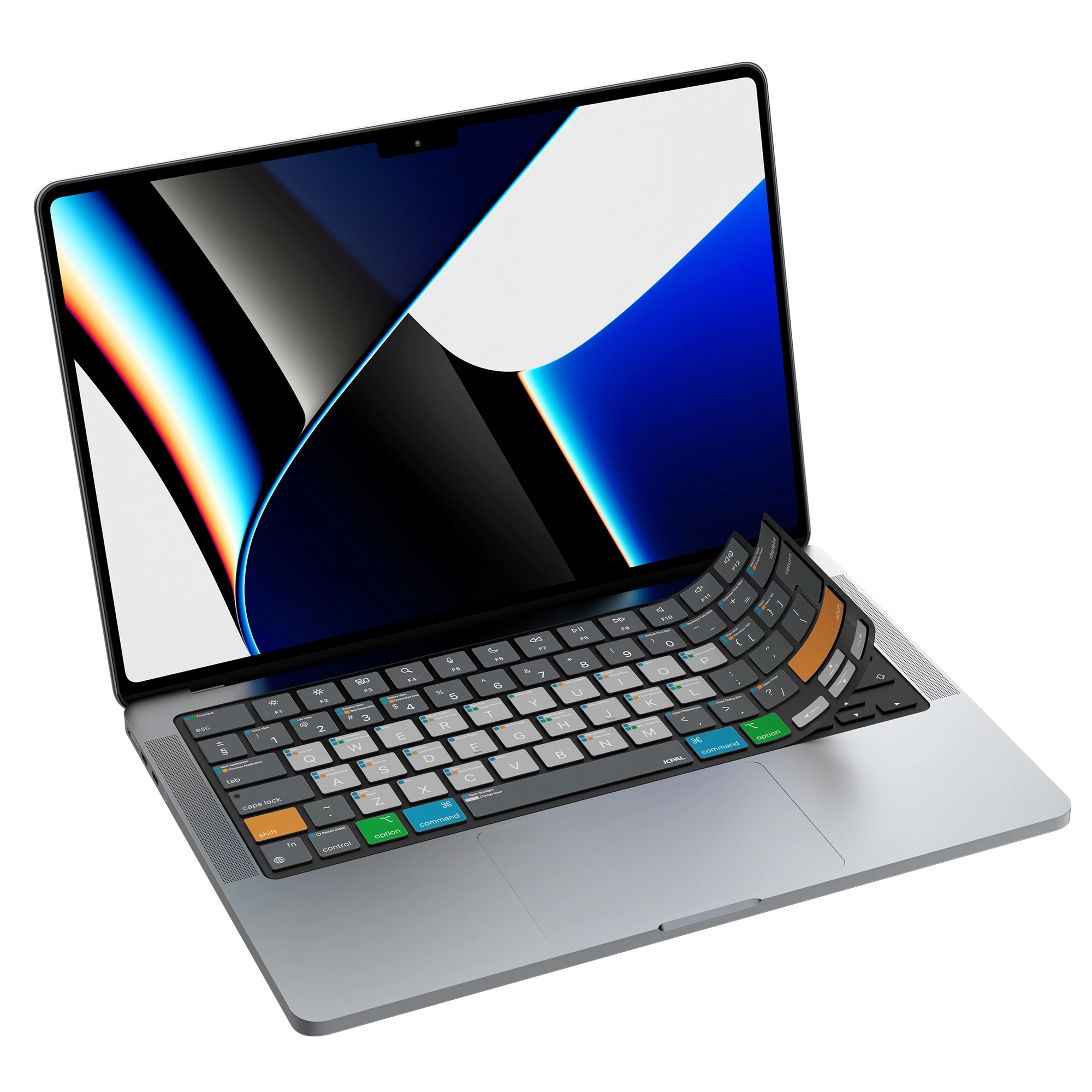 JCPal Verskin macOS gyorsbillentyűs billentyűzetvédő - MacBook Air 13/15, Pro 14/16 (2021-2026) - nemzetközi angol kiosztás