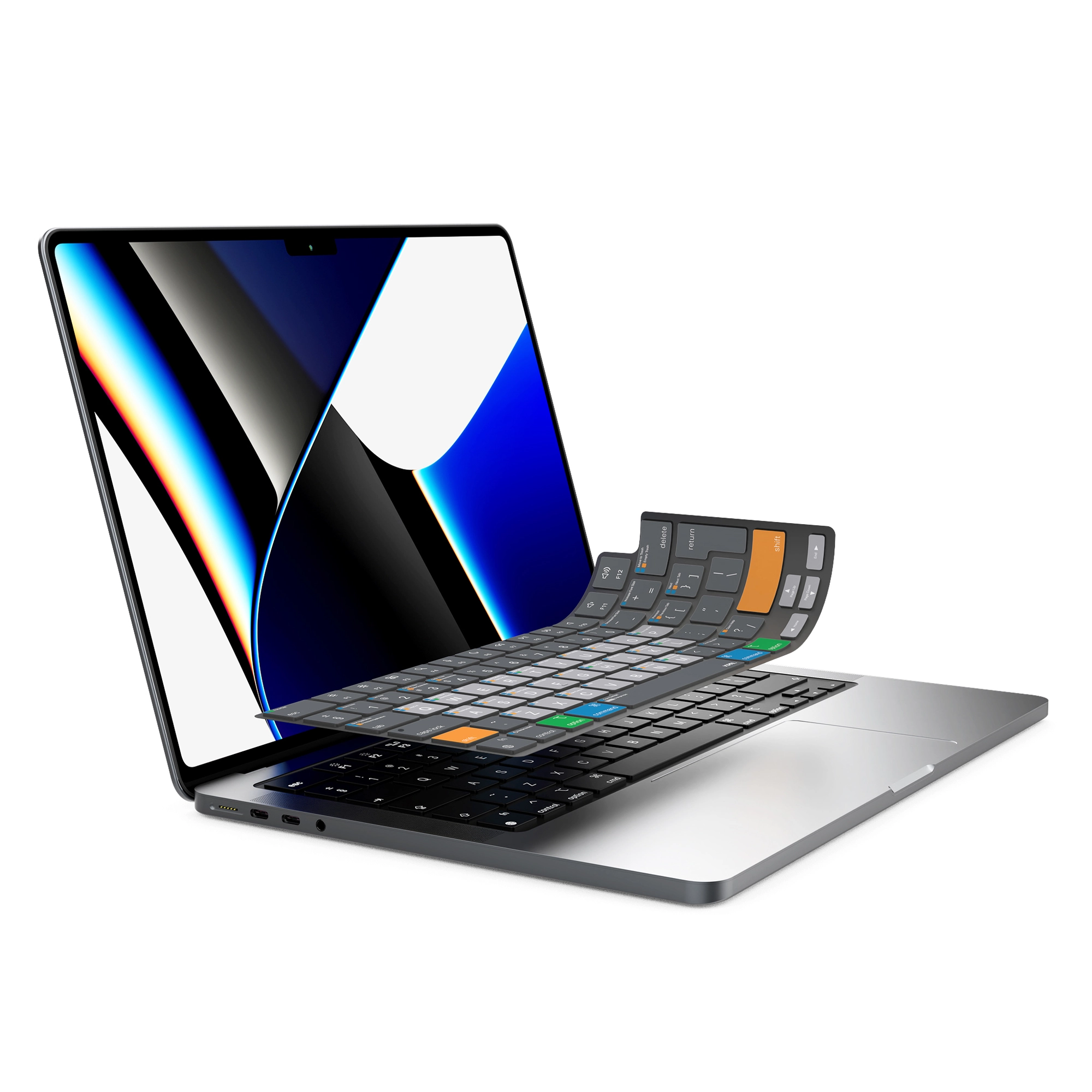 JCPal Verskin macOS gyorsbillentyűs billentyűzetvédő - MacBook Air 13/15, Pro 14/16 (2021-2026) - nemzetközi angol kiosztás