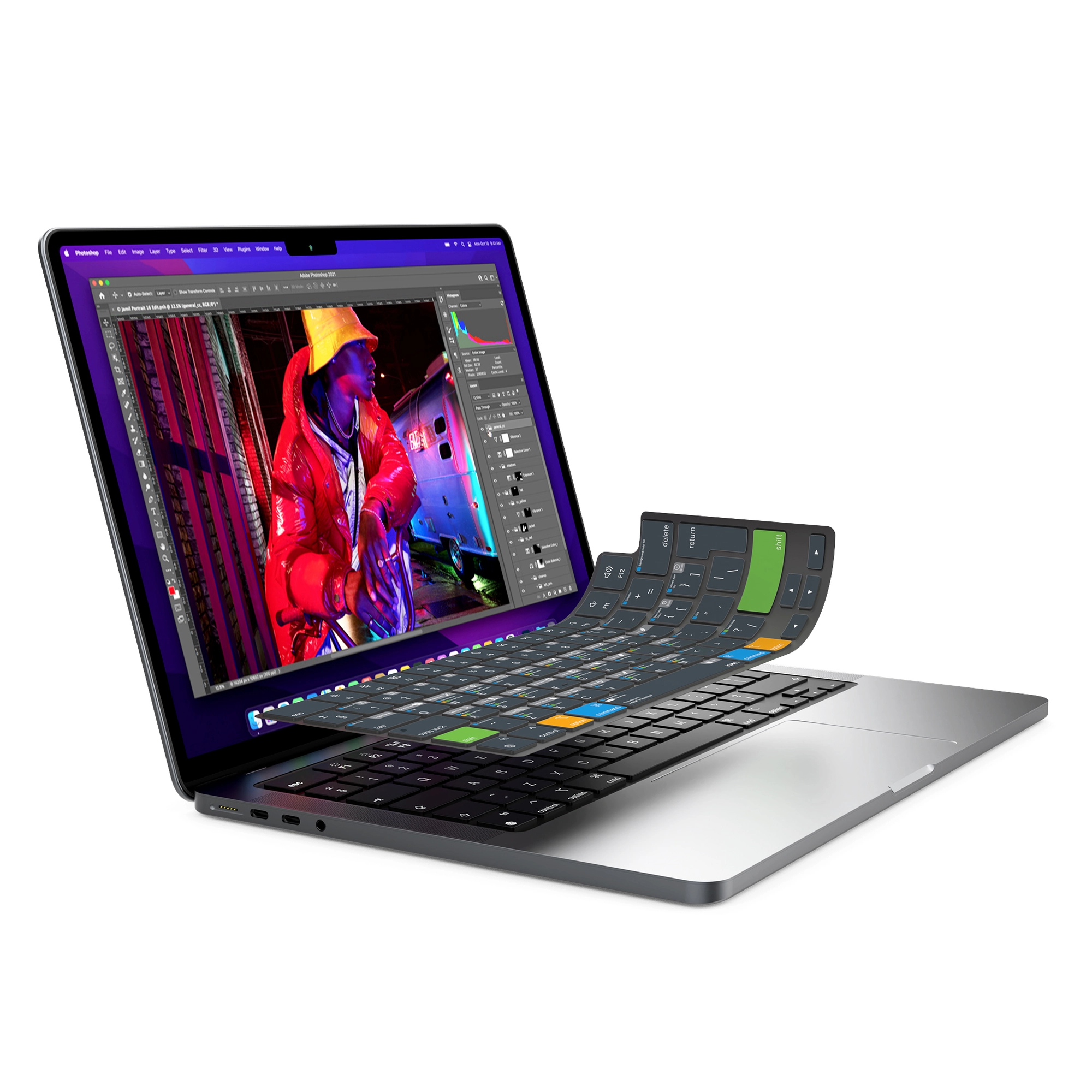 JCPal Verskin Photoshop gyorsbillentyűs billentyűzetvédő - MacBook Air 13/15, Pro 14/16 (2021-2026) - nemzetközi angol kiosztás