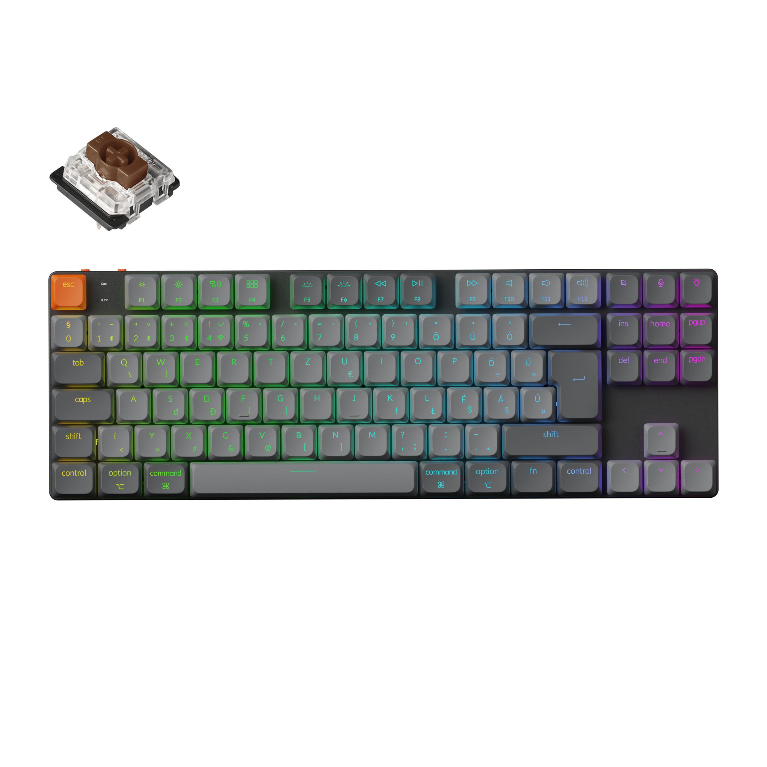 Keychron K1 Max vezeték nélküli magyar low-profile mechanikus billentyűzet - Gateron Brown