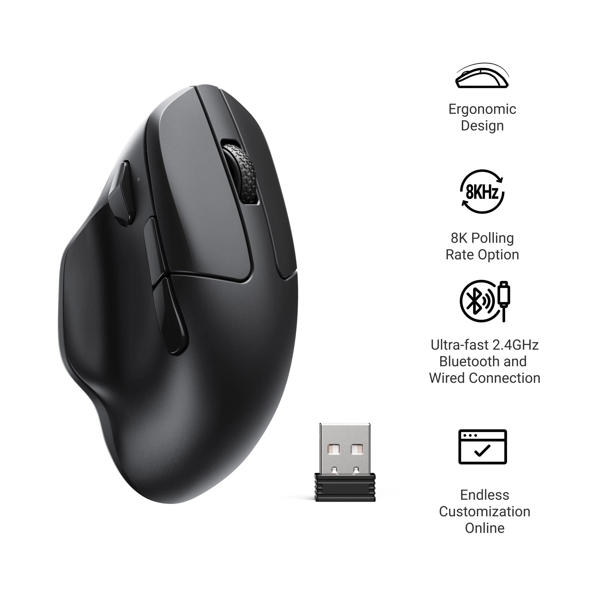Keychron M7 8K optikai vezeték nélküli egér - fehér