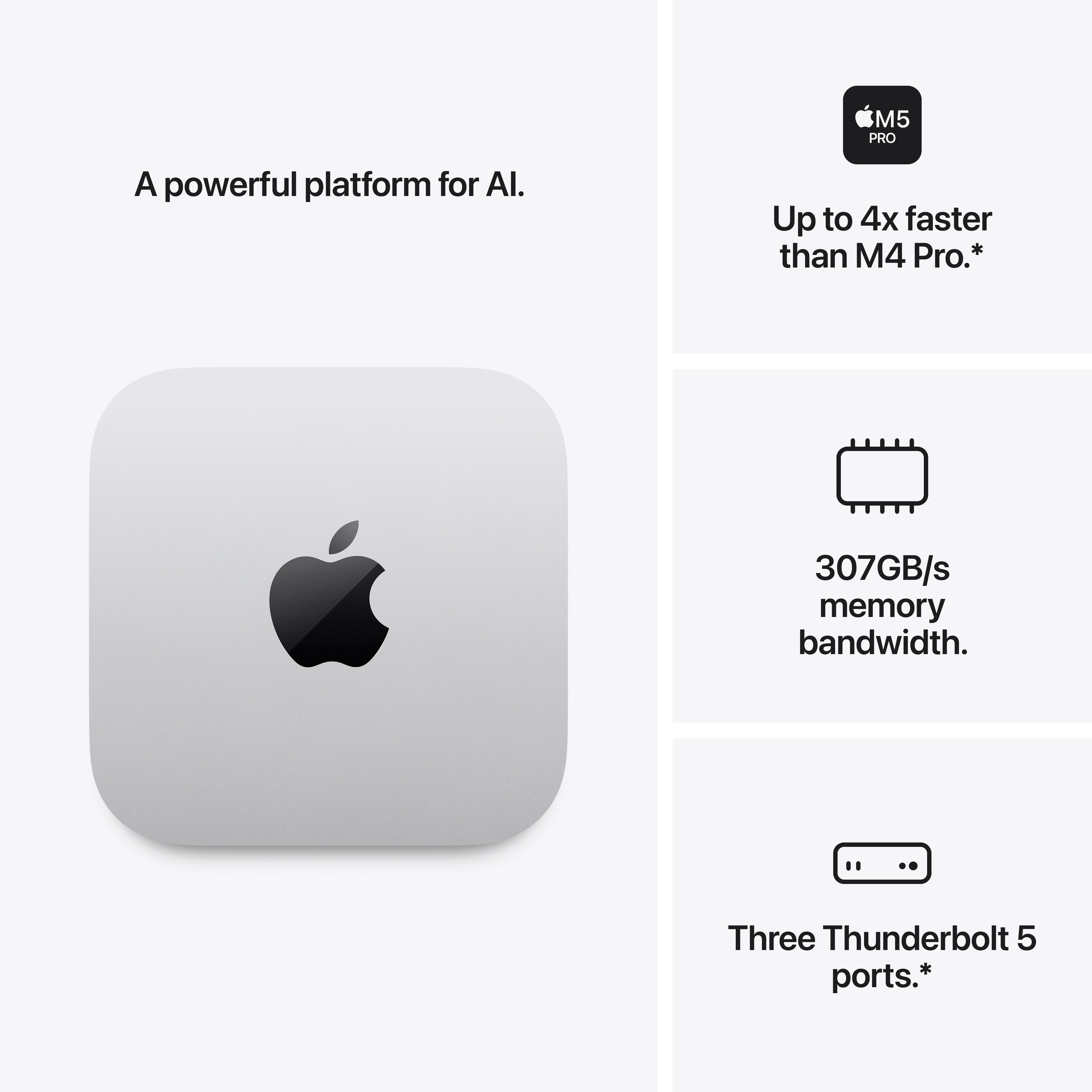 Mac mini: M5 Pro chip, 15 magos CPU, 16 magos GPU, 24GB egyesített memória, 512GB‑os SSD