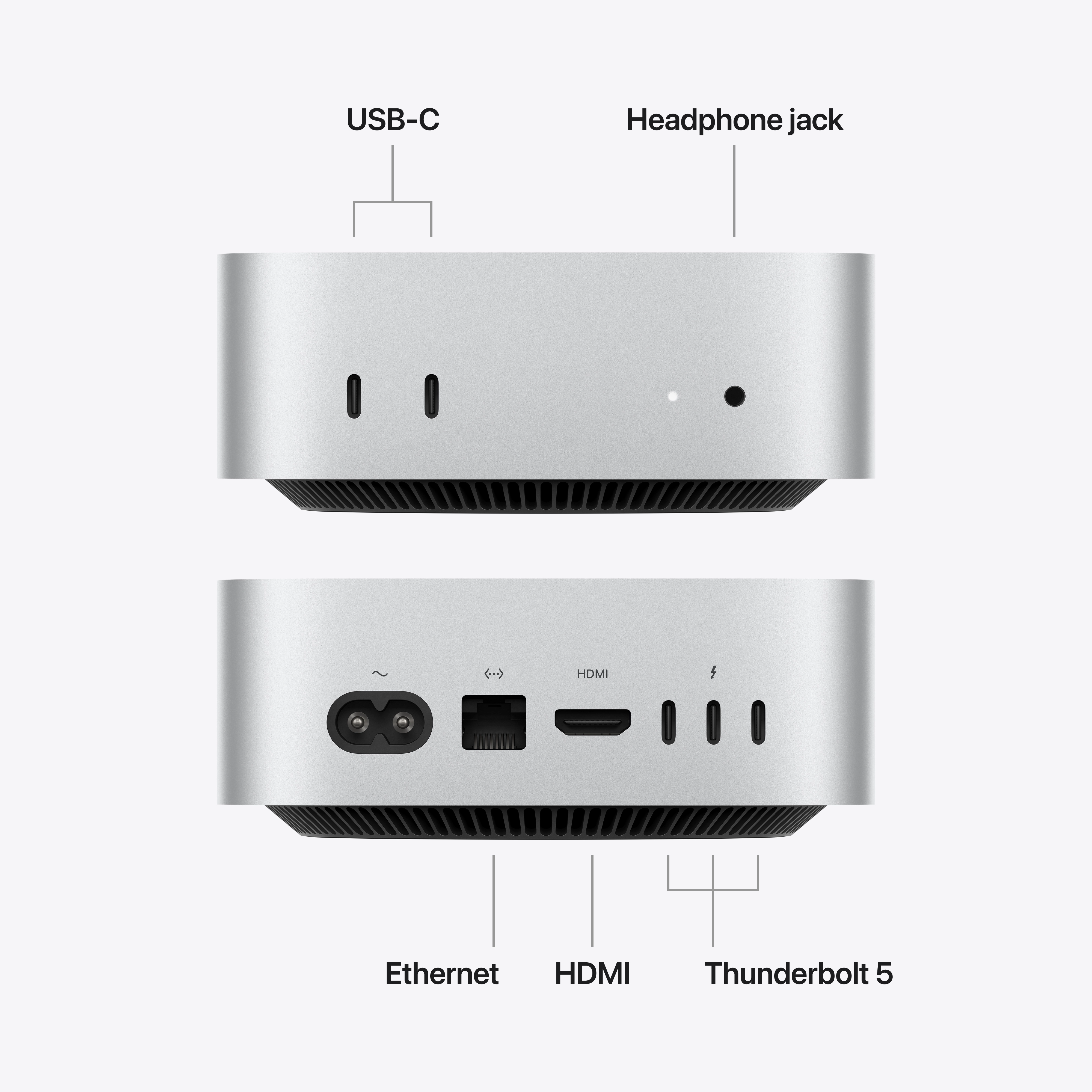 Mac mini: M5 Pro chip, 15 magos CPU, 16 magos GPU, 24GB egyesített memória, 512GB‑os SSD