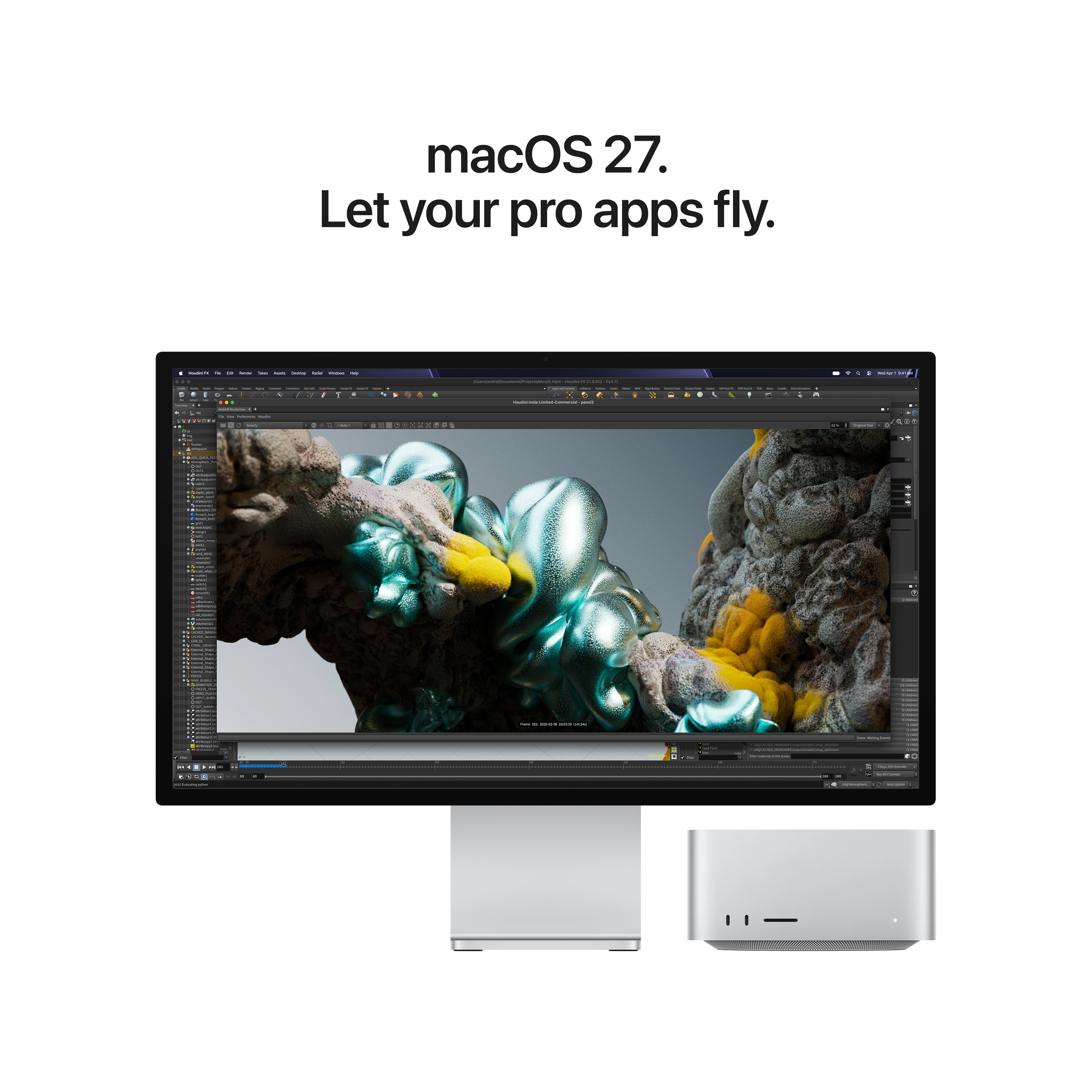 Mac Studio: M5 Ultra chip, 30 magos CPU, 64 magos GPU, 96GB RAM, 1TB SSD