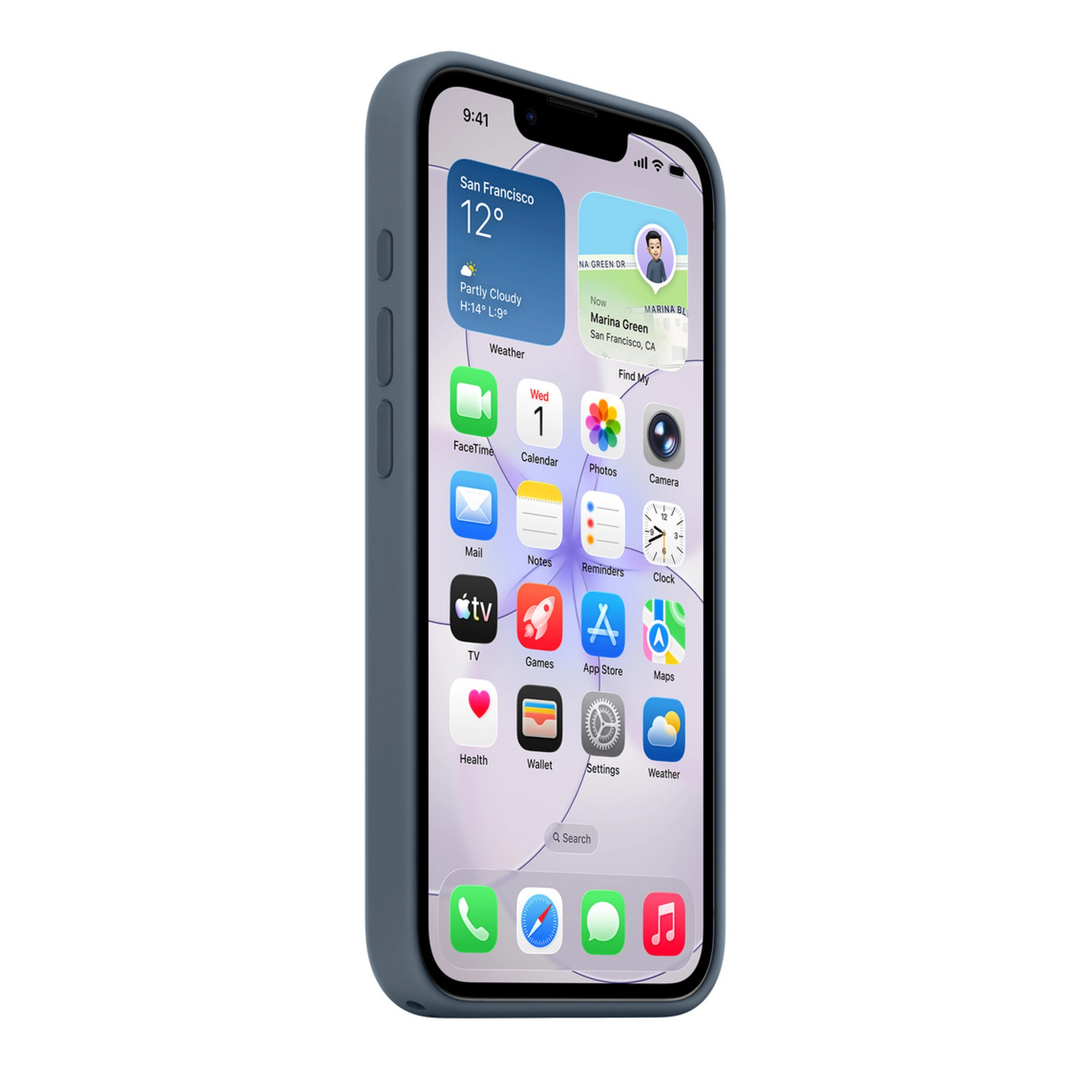 MagSafe-rögzítésű iPhone 17e-szilikontok – acélkék